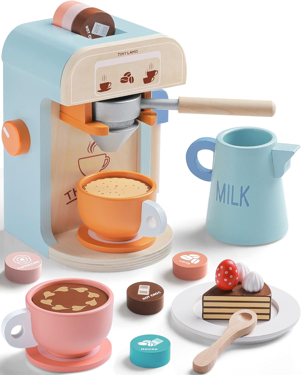Wooden 17Pcs Toy Coffee Set - Imaginative Playtime Fun!