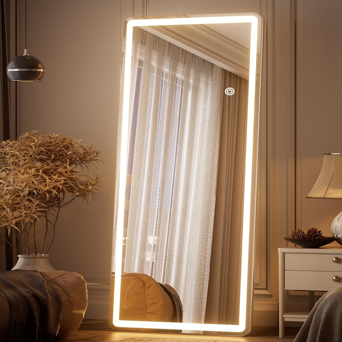 LED Full Length Mirror with 3 Color Lighting for Any Room