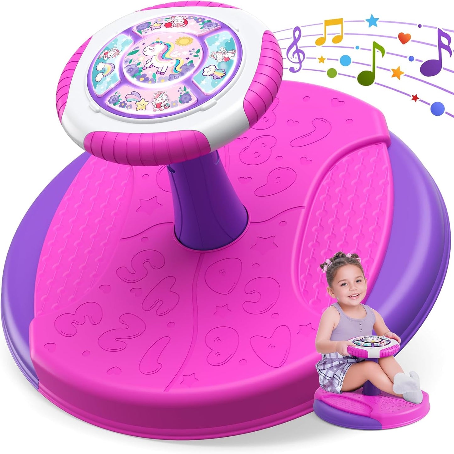 360 Toddler Spinning Seat with Lights & Music - Unicorn Sensory Fun!