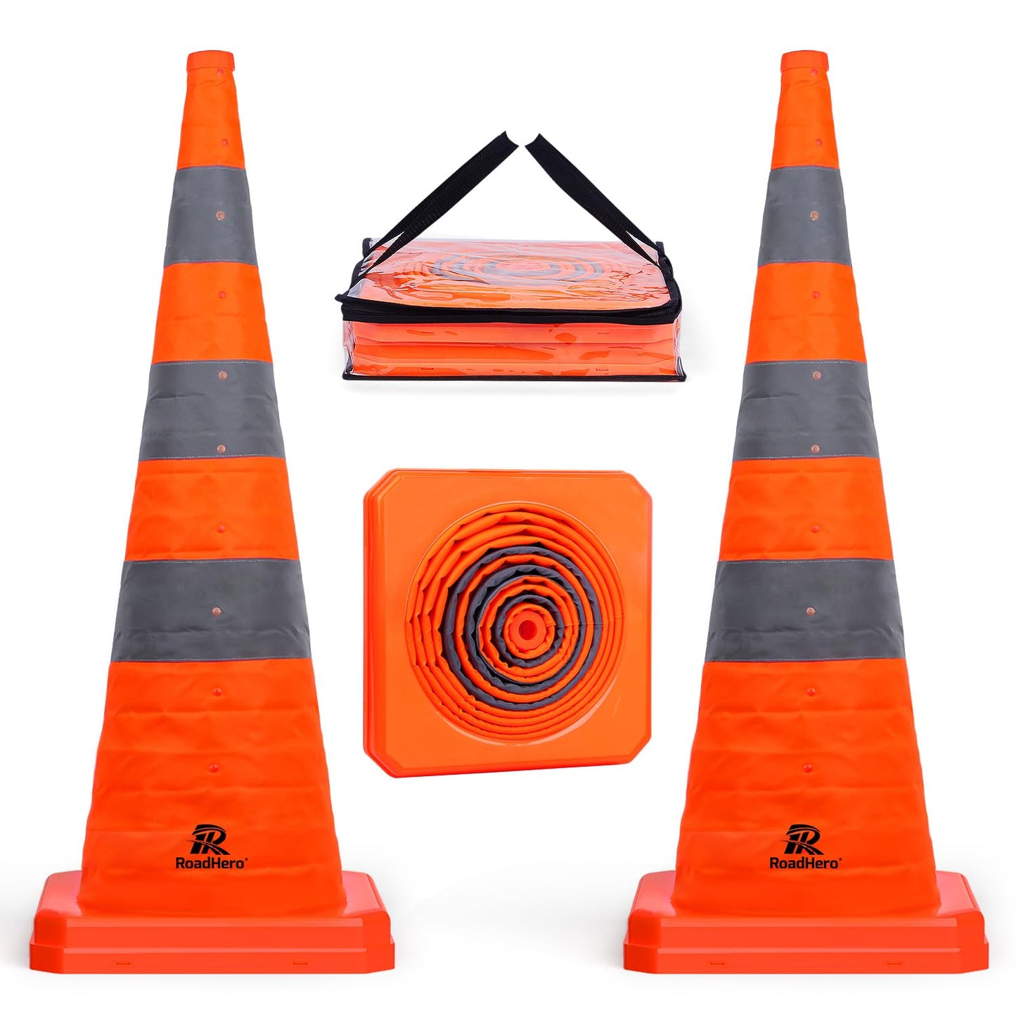 RoadHero 36 Inch Collapsible Traffic Safety Cones for Road Use