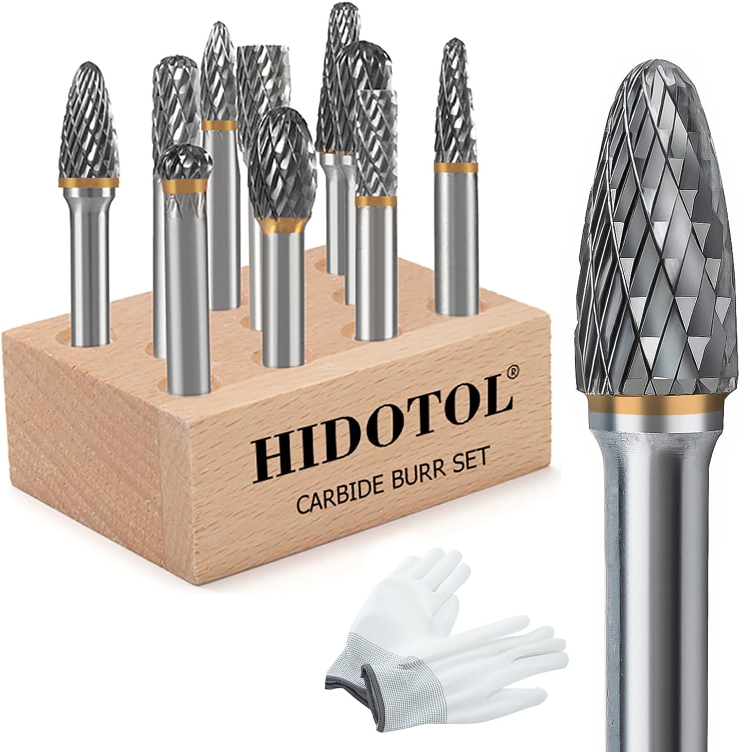 Carbide Burr Set 1/4 Shank 10PC for Metal and Wood Carving