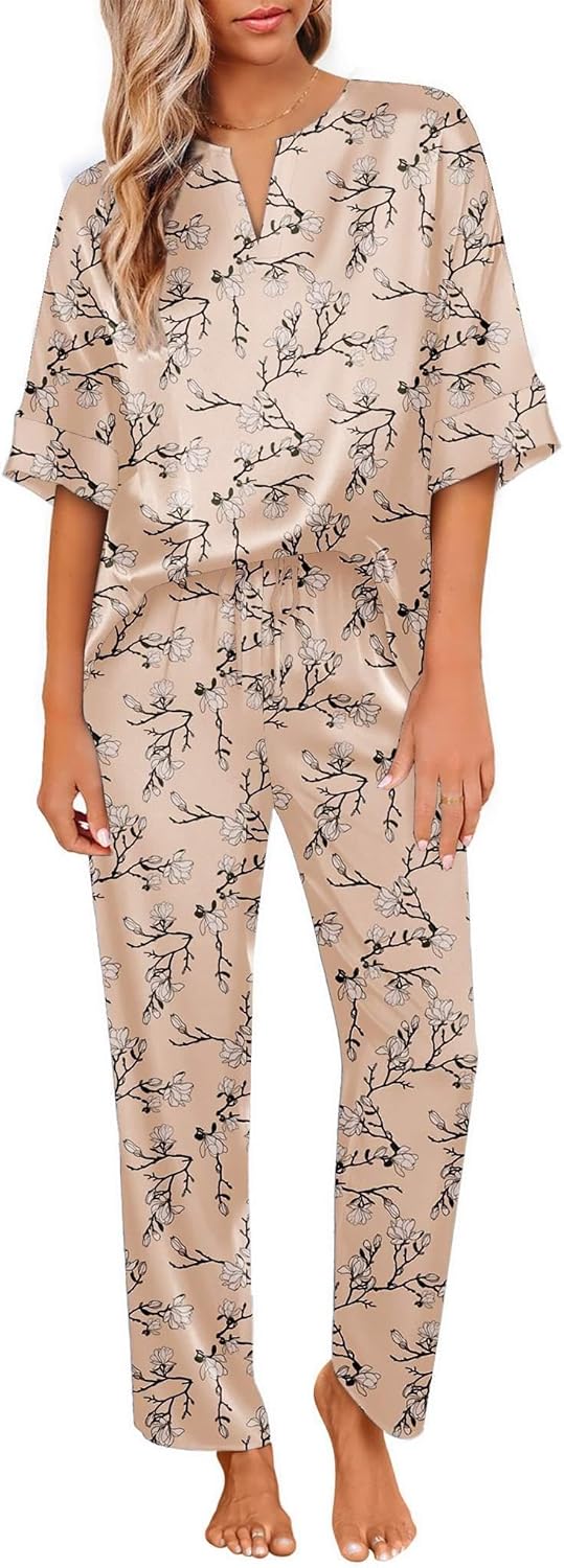 Ekouaer Satin Pajama Set for Women - Luxurious Silk Loungewear