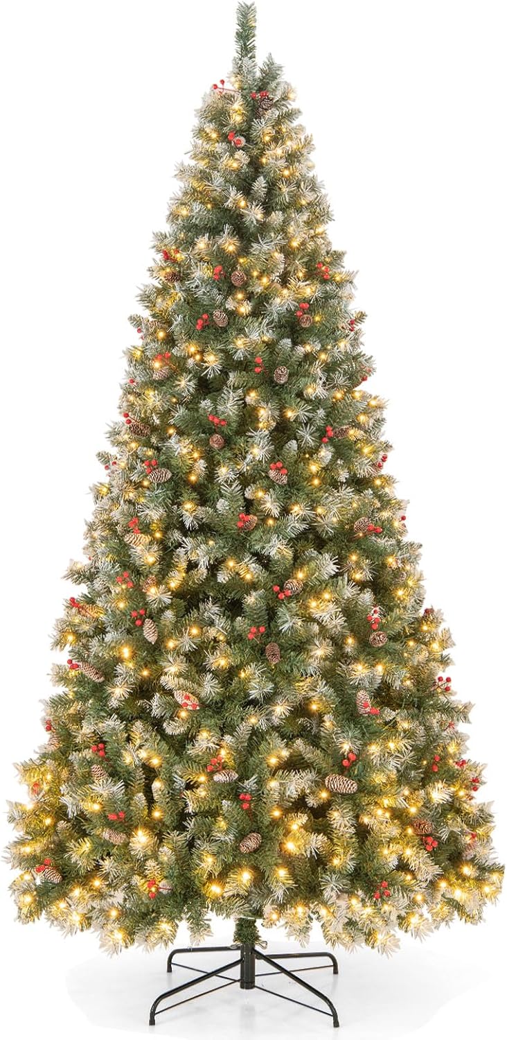 Goplus 9ft Pre-Lit Christmas Tree with 650 LED Lights