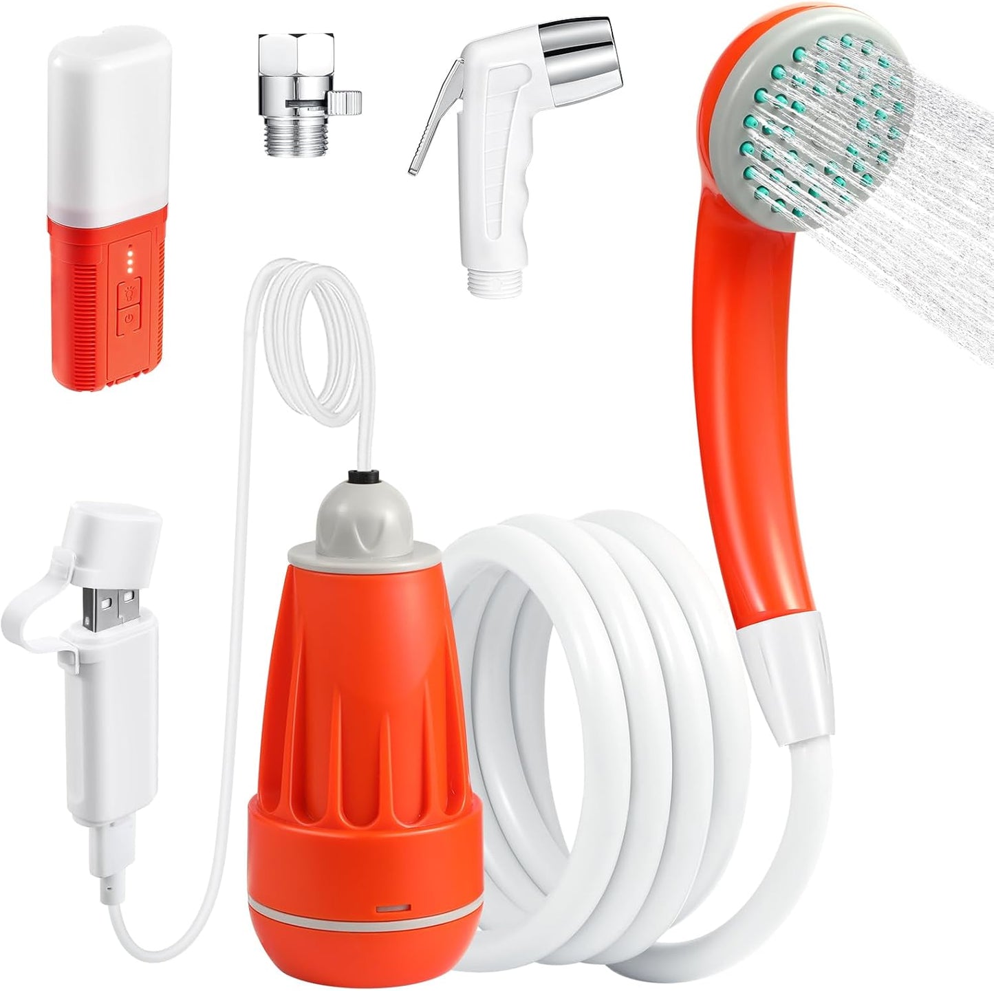 KEDSUM Portable Shower for Camping with LED Light and USB C