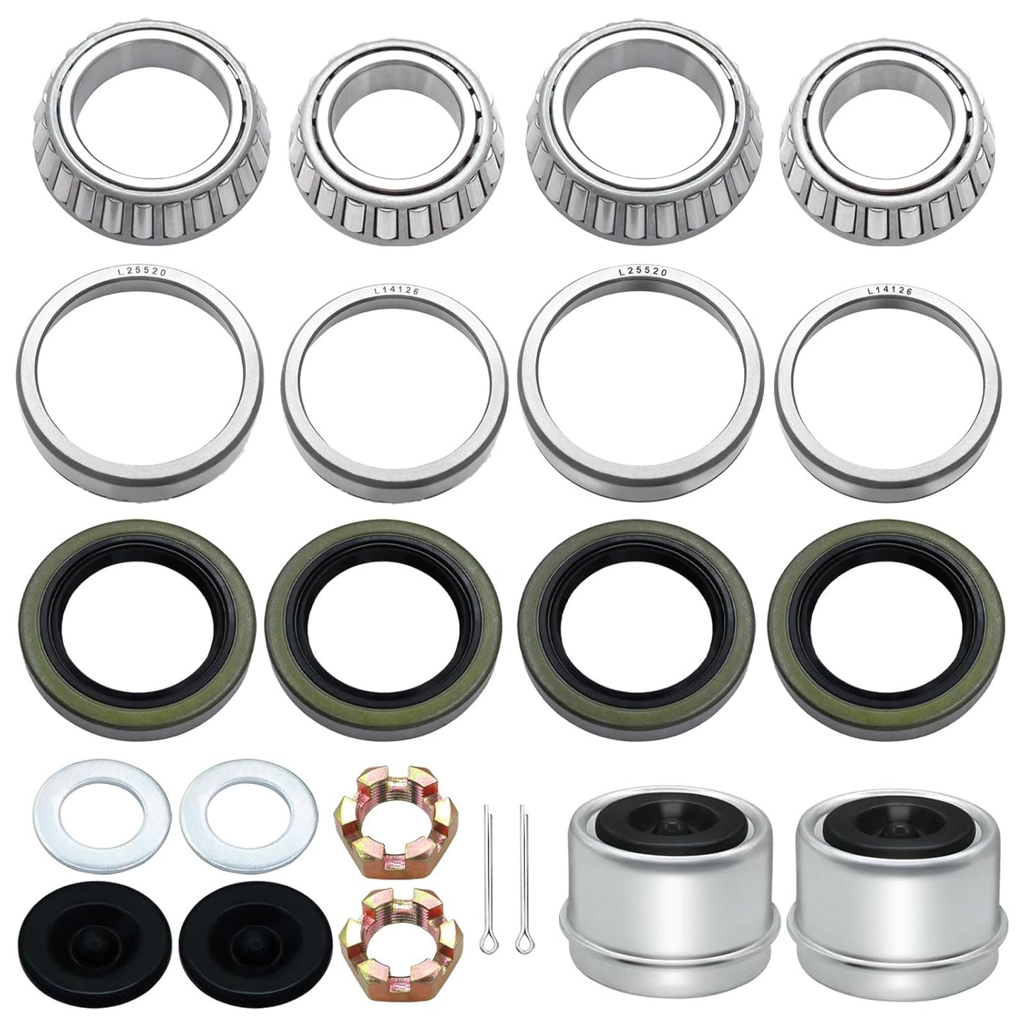 2 Sets Trailer Bearing Kits for 5200-7000 lb Axles - Perfect Fit