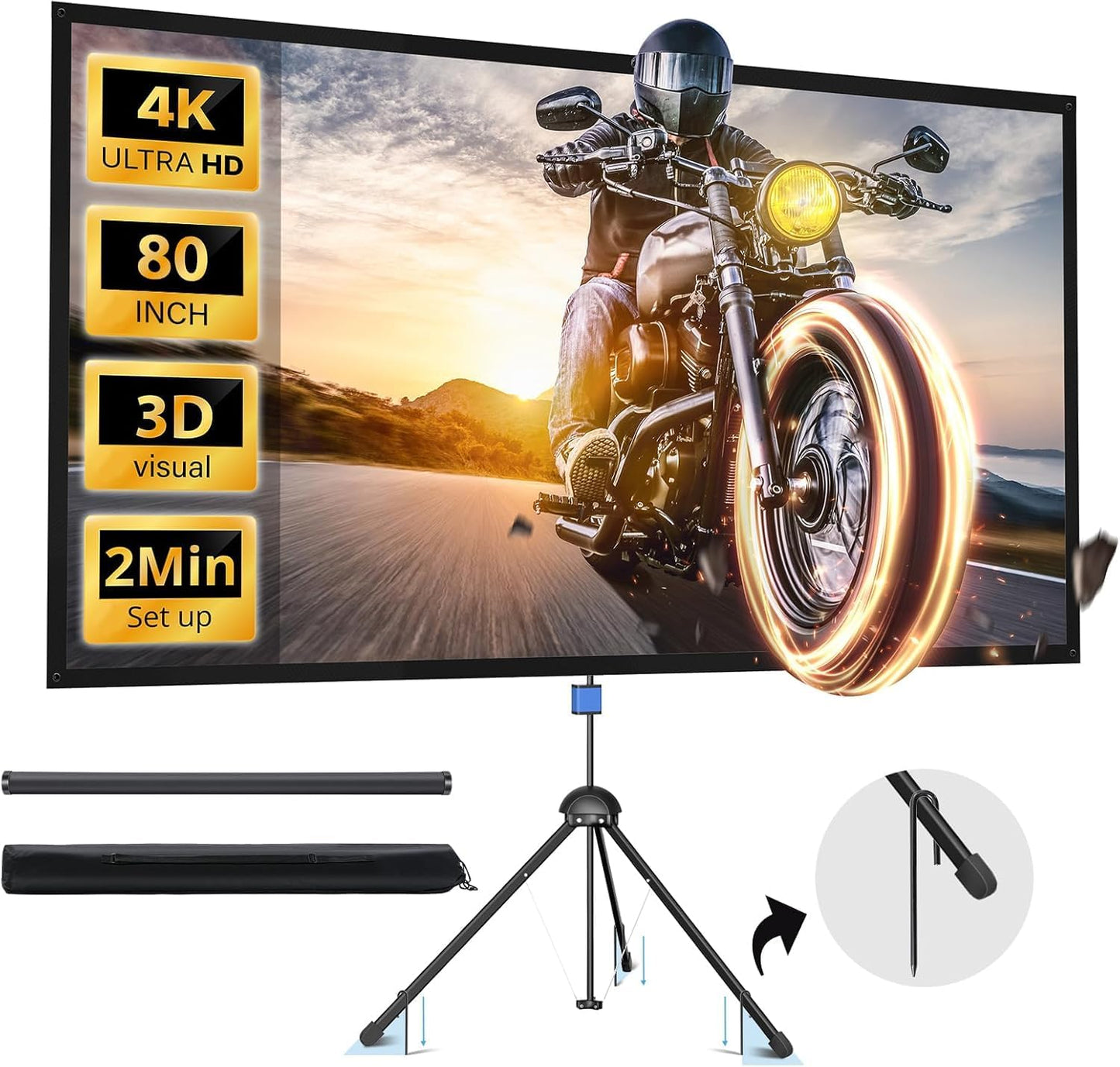 PARIS RHNE 80 HD Projector Screen: Portable Cinema Quality