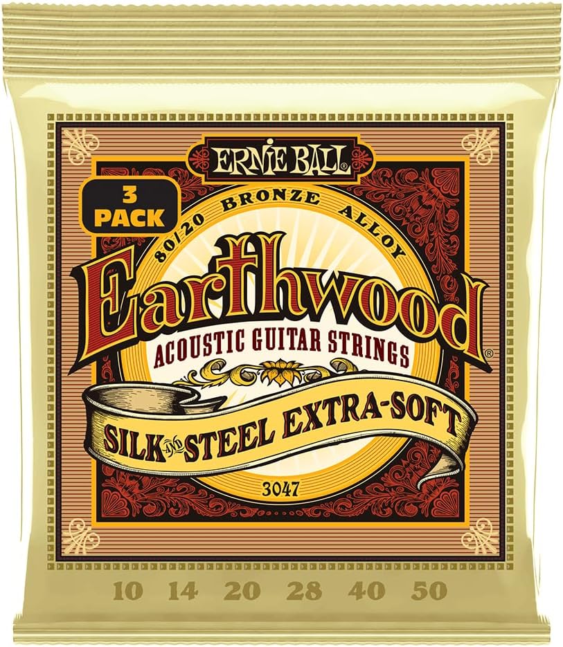 Ernie Ball Silk & Steel Acoustic Strings 3-pack, Extra Soft Feel