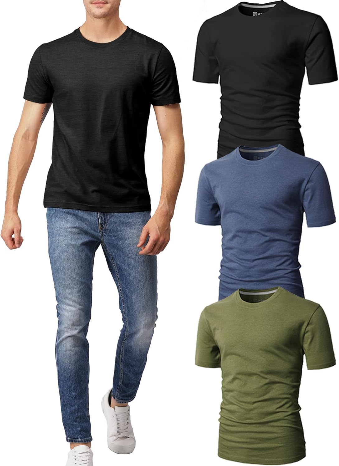 H2H Mens Slime Short Sleeve T-Shirts for Everyday Comfort