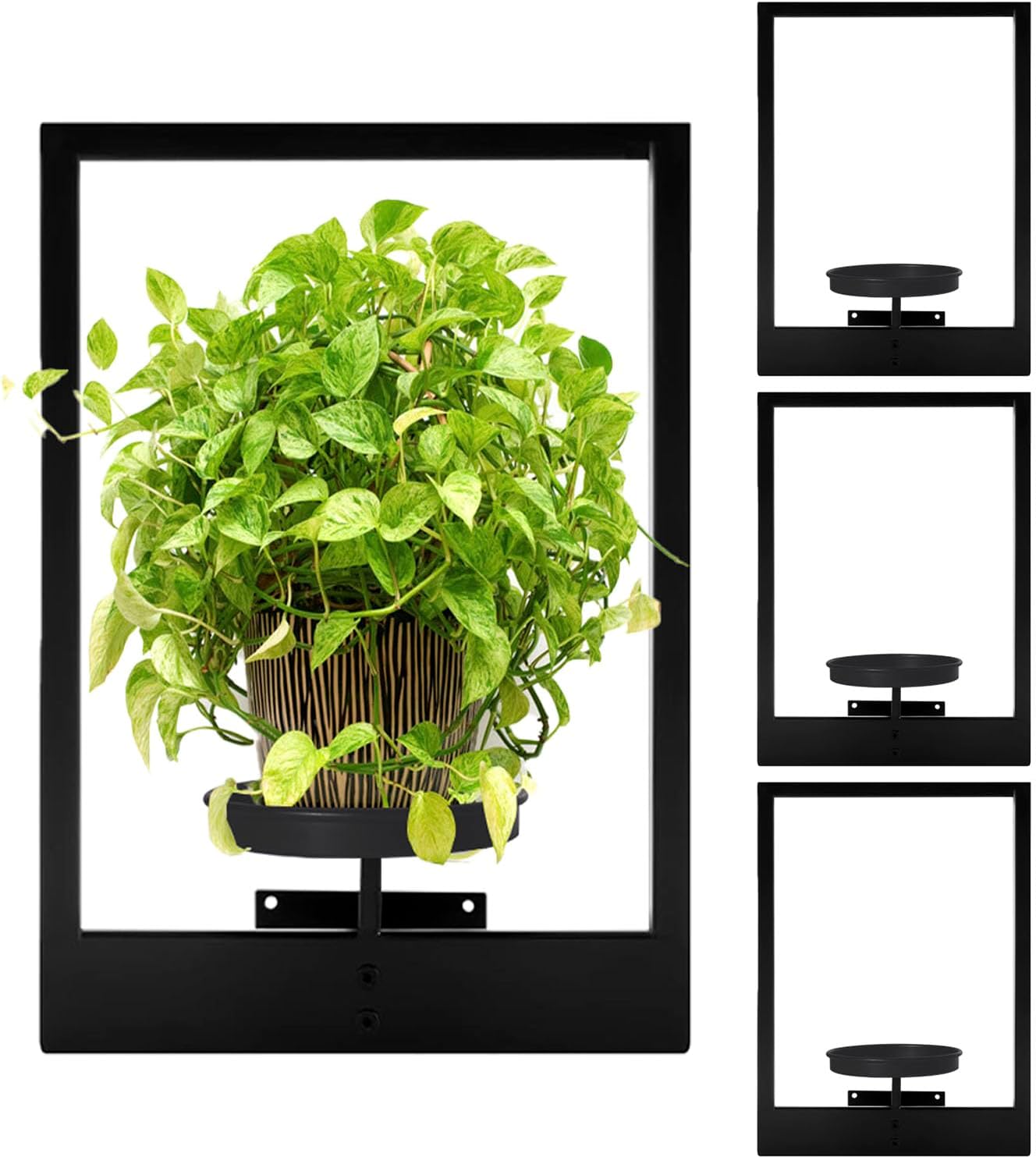 4 Pack Black Metal Indoor Window Plant Shelves for Home Decor