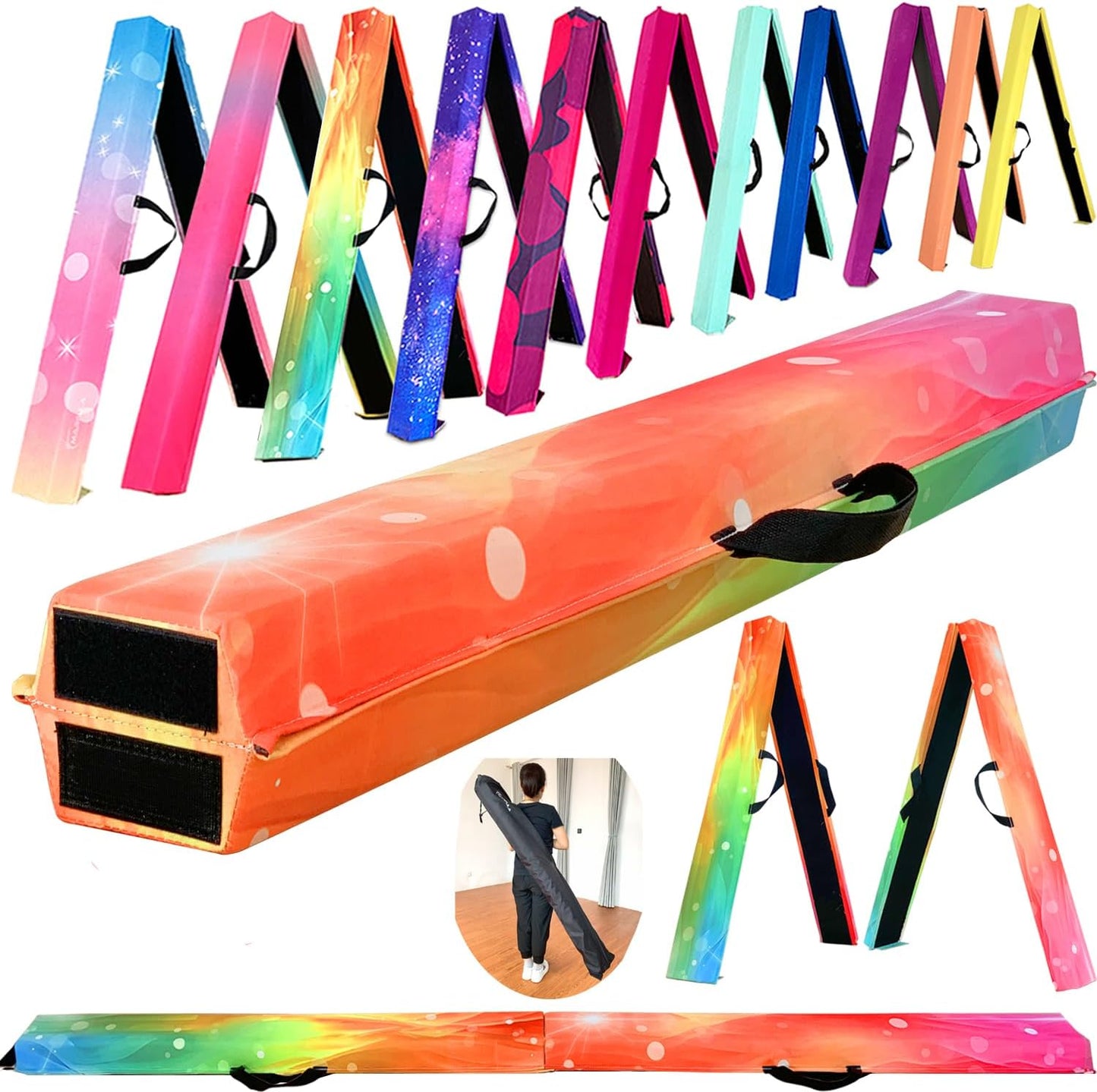 6 FT Folding Gymnastics Beam - Extra Firm Foam Balance Beam