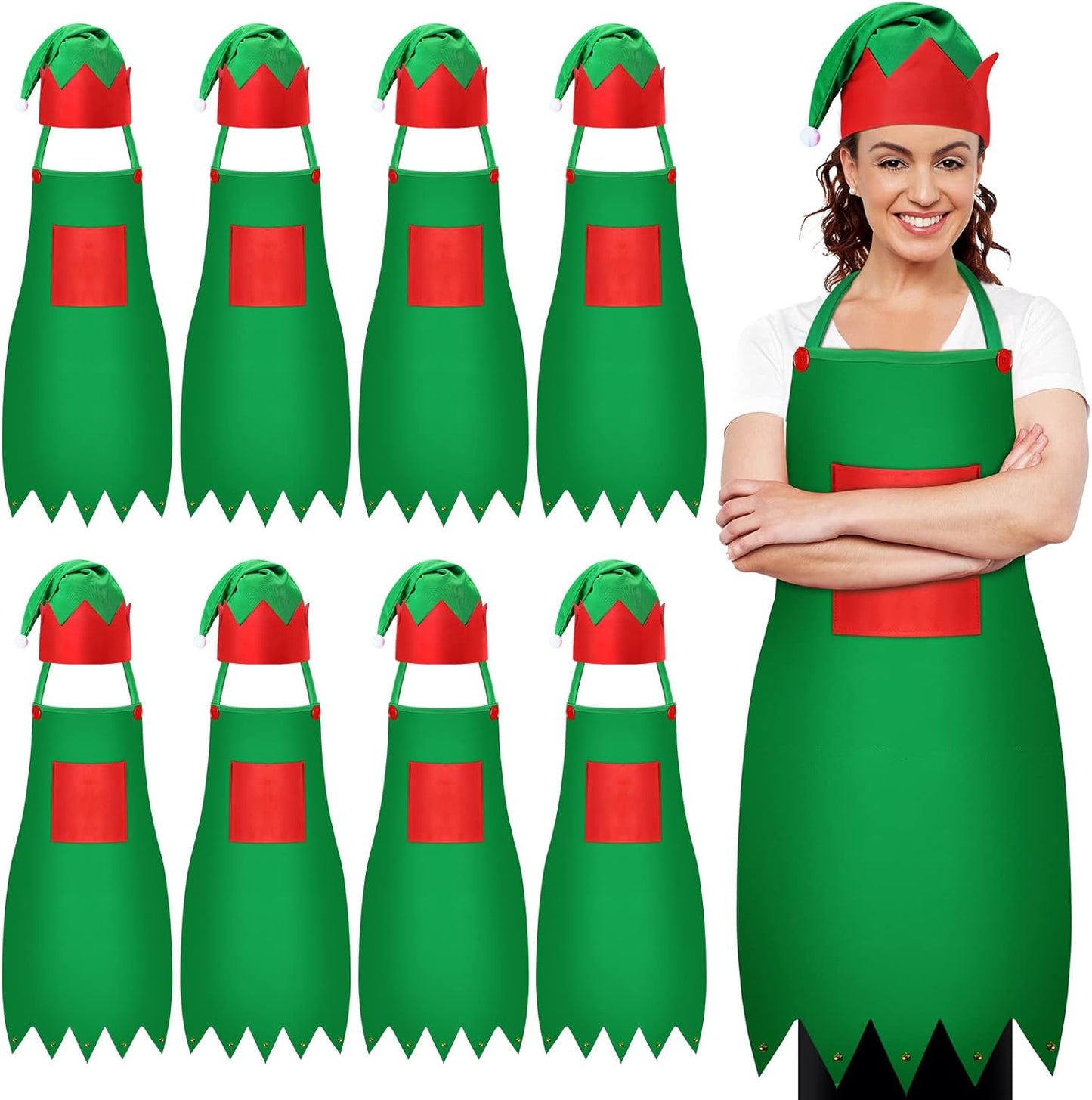 16 Pieces Christmas Elf Apron Kits for Holiday Fun and Cheer