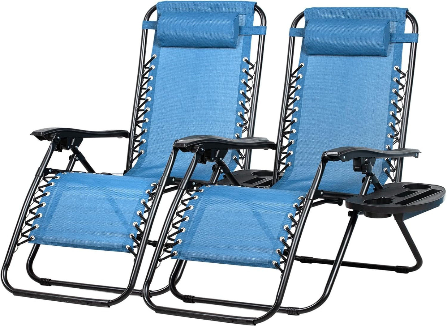 Nazhura Set of 2 Adjustable Steel Mesh Zero Gravity Lounge Chairs