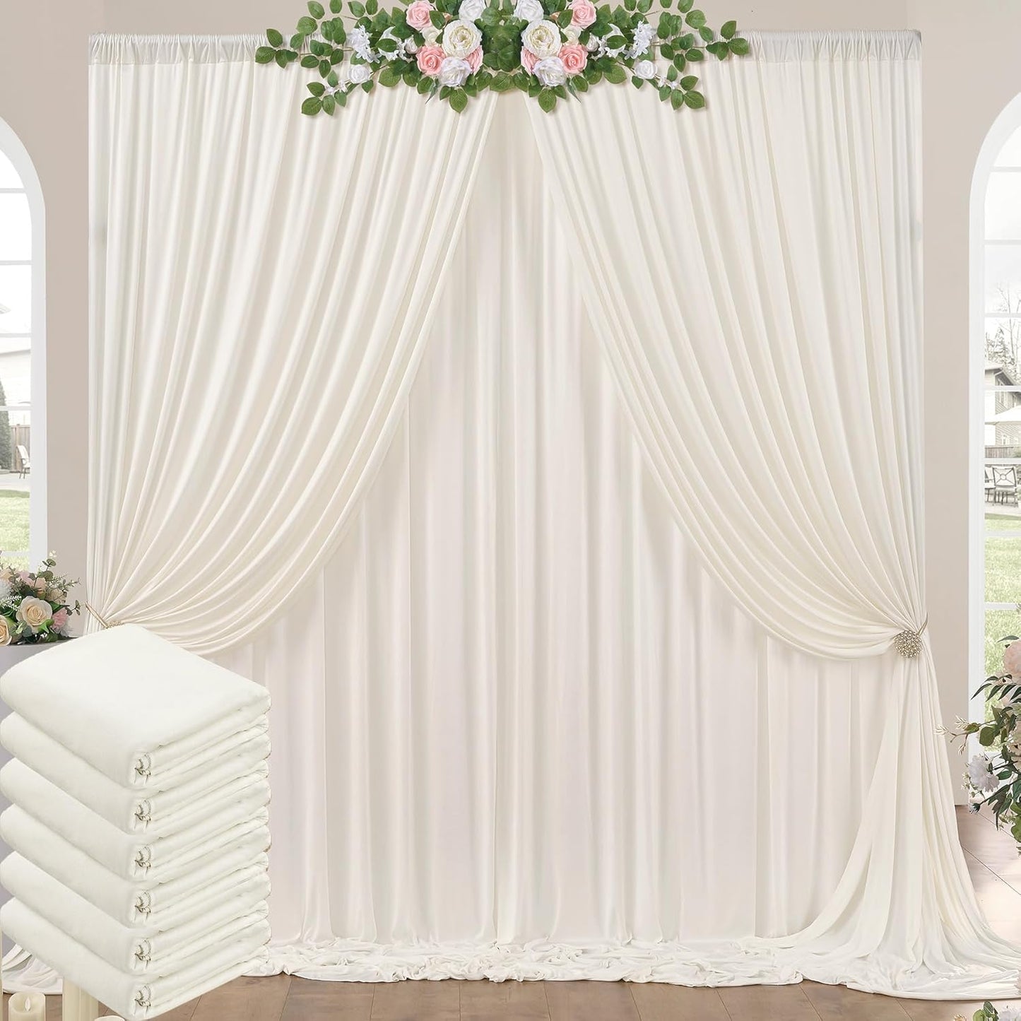 Wrinkle-Free Ivory Party Backdrop Set - Perfect for Events!