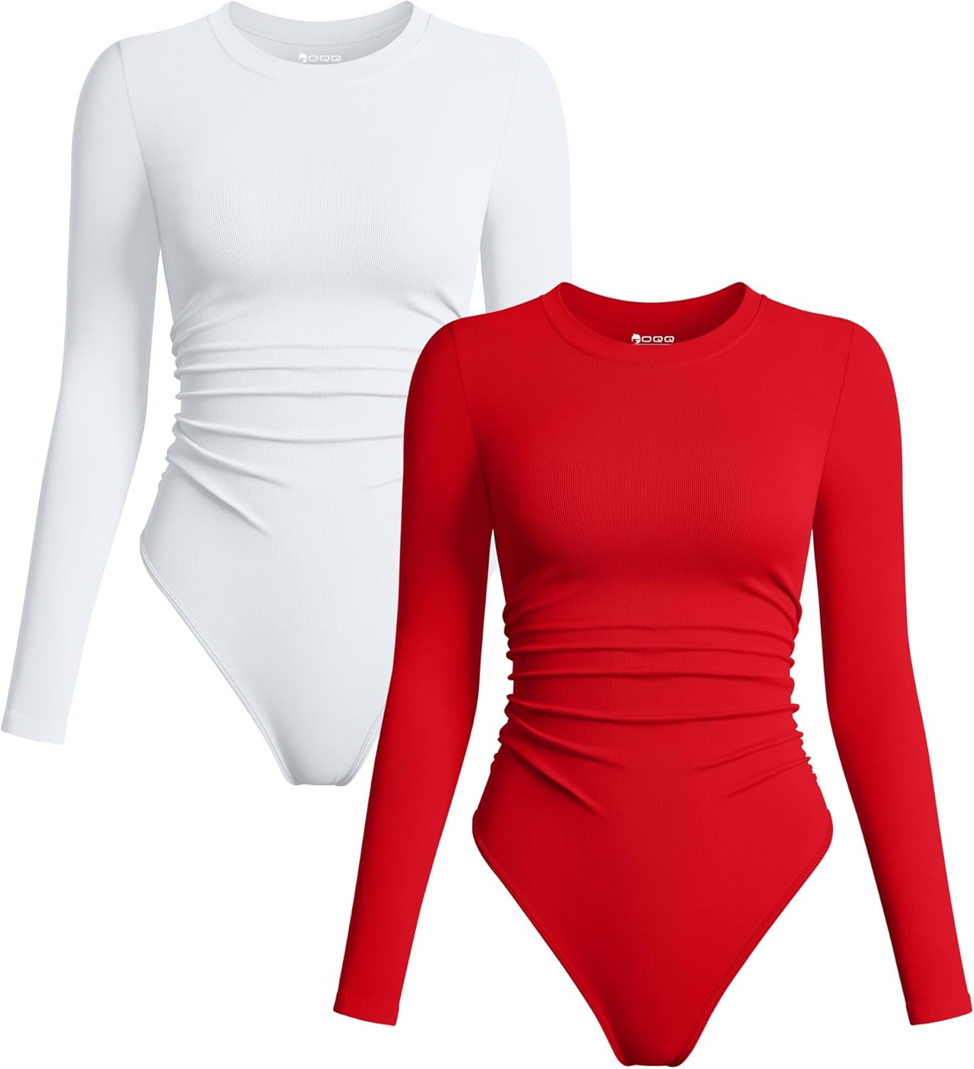 OQQ Women Bodysuit with Contrast-Trim for Stylish Comfort