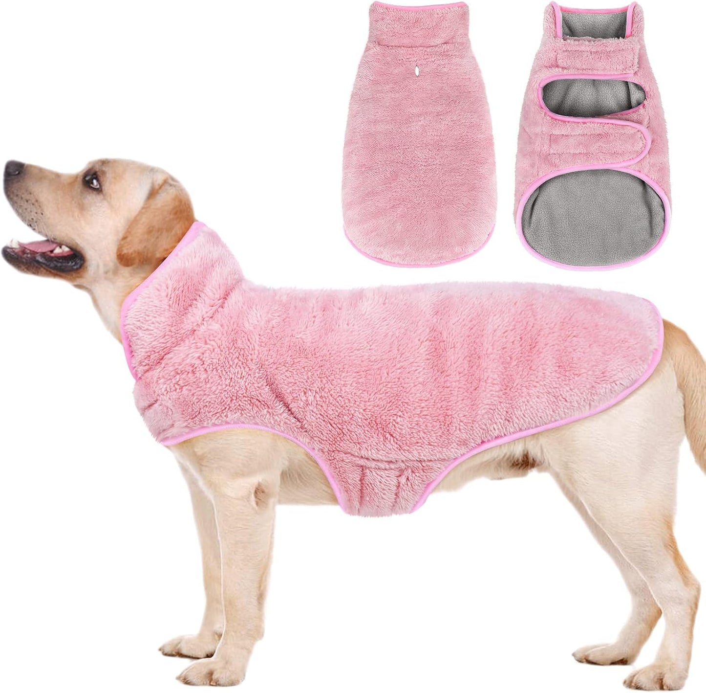 Reversible Fleece Dog Winter Coat for Cold Weather Protection