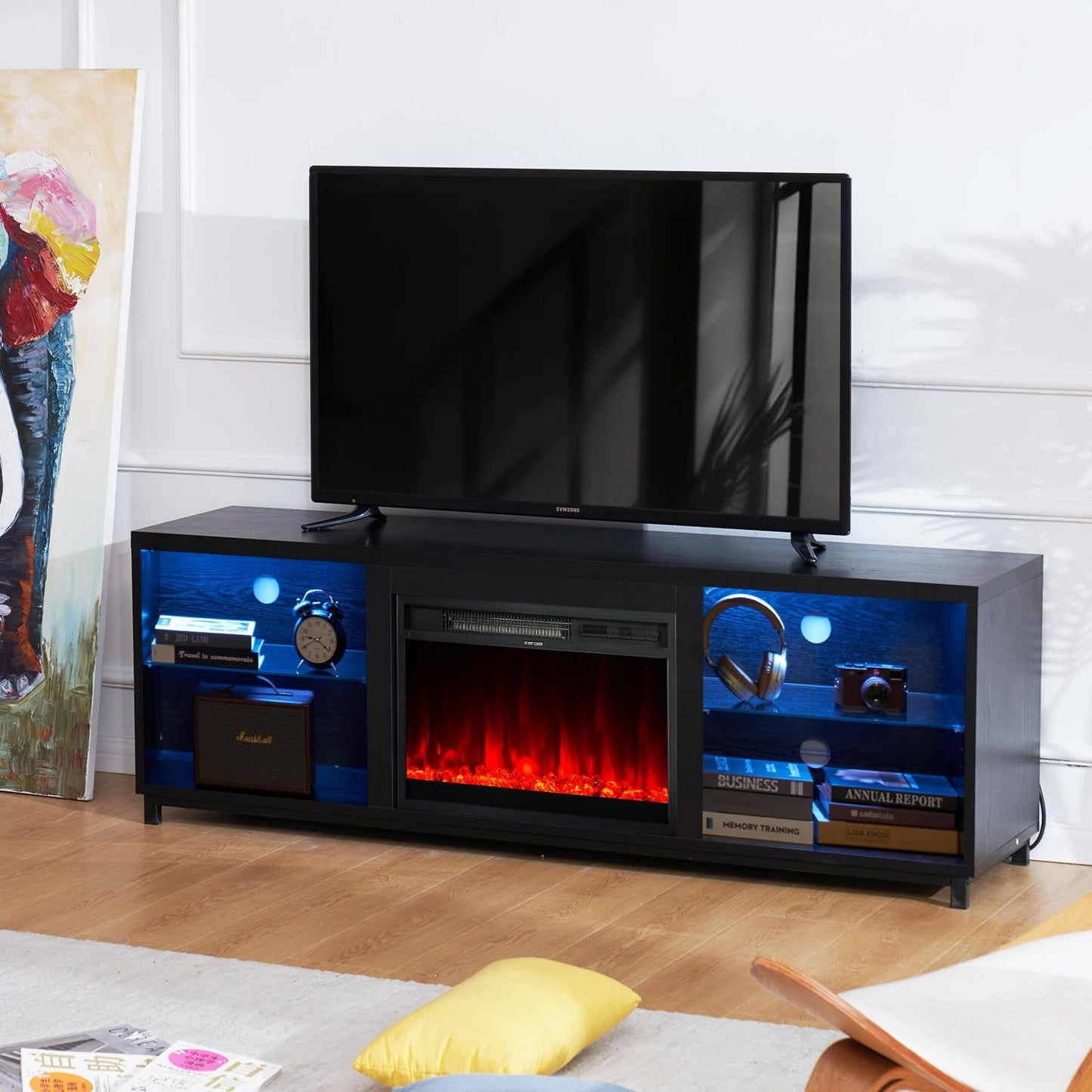68 Electric Fireplace TV Stand - Stylish Storage Solution