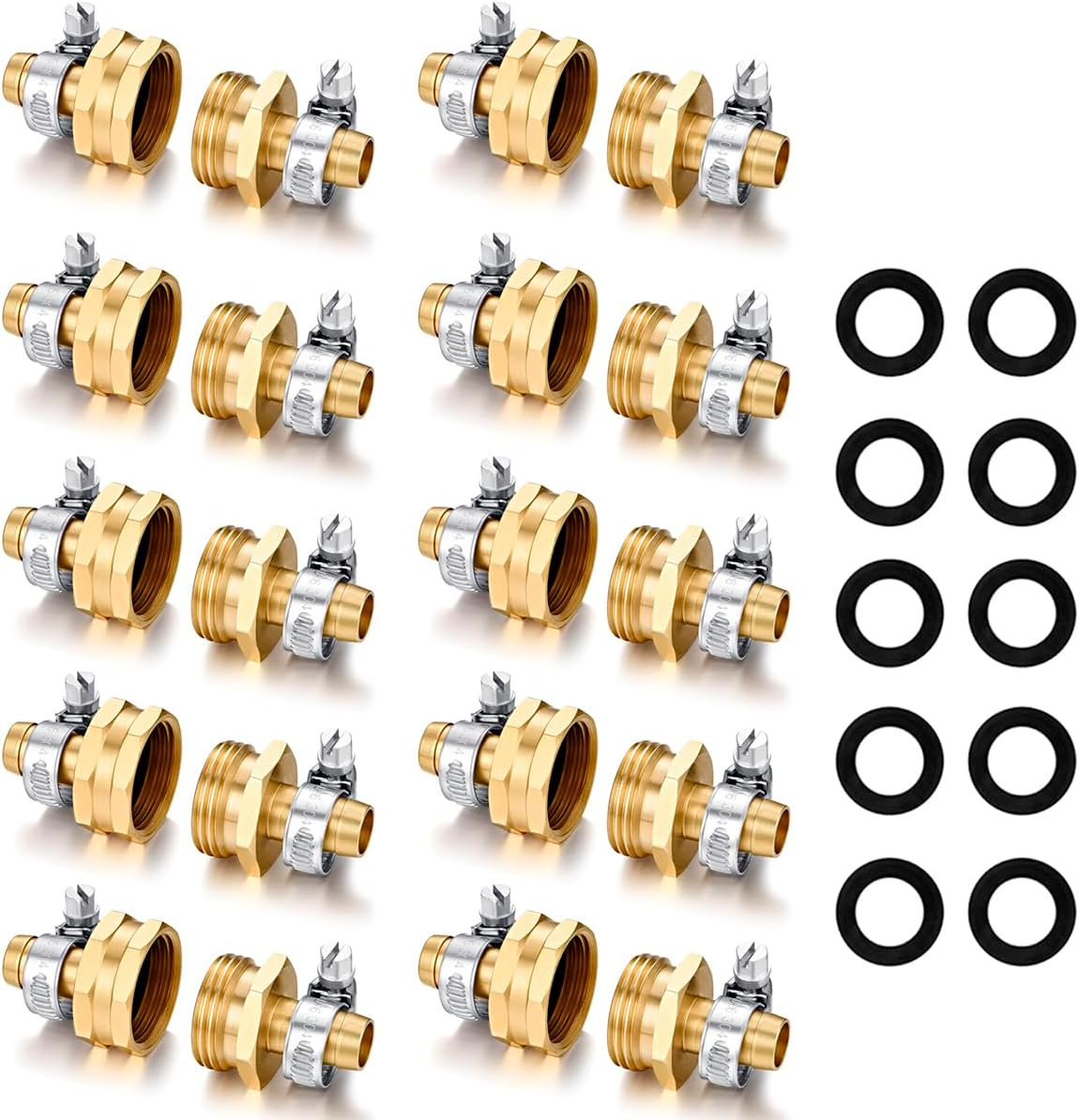 Garden Hose Repair Connector Kit with Clamps for Easy Repairs