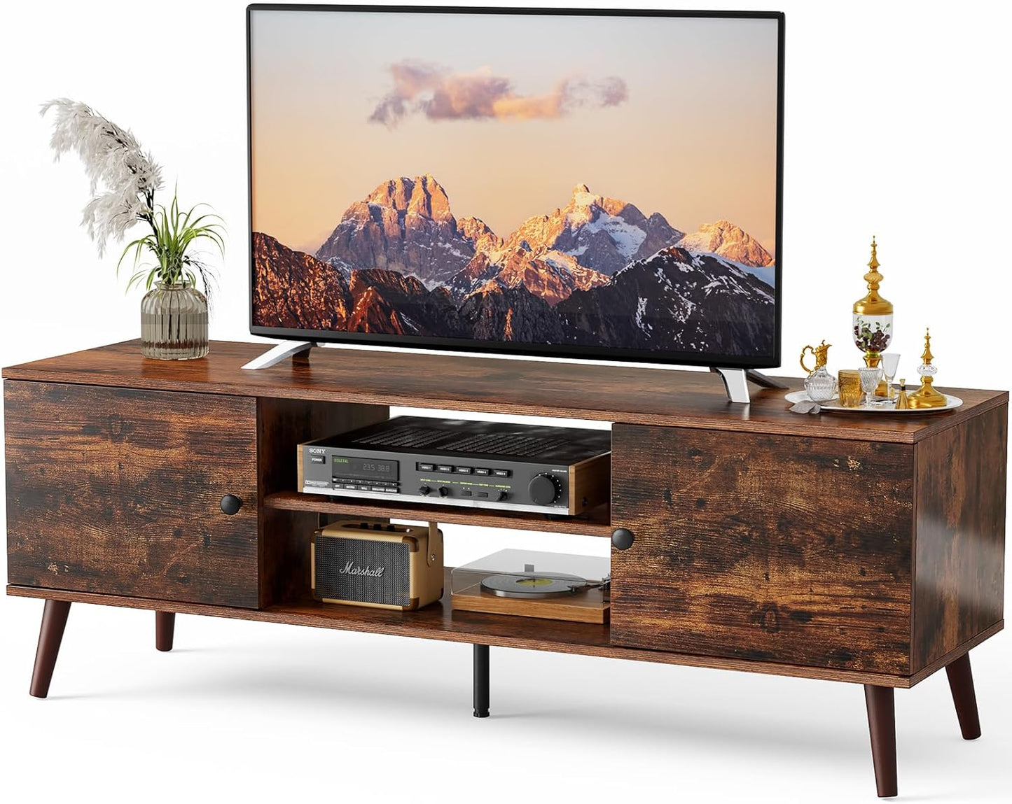DUMOS TV Stand for 55-60 inch TV, Mid Century Modern Design