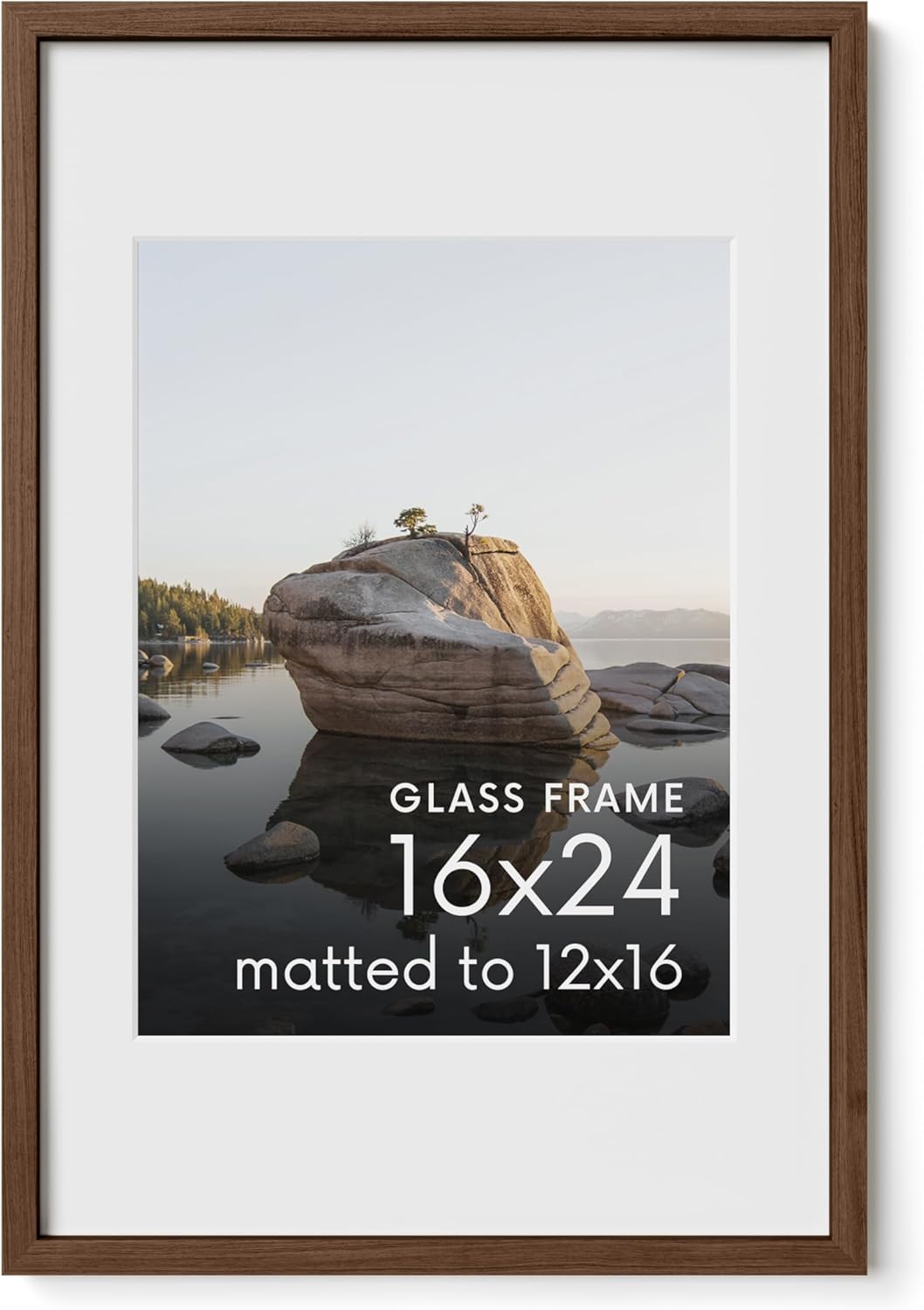 16x24 Picture Frame with Real Glass & Walnut Oak for Home Decor