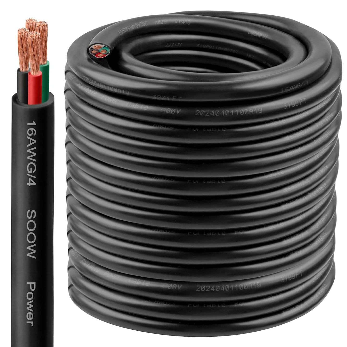 16/4 SOOW Wire 200FT - Heavy-Duty 16 AWG Power Cable