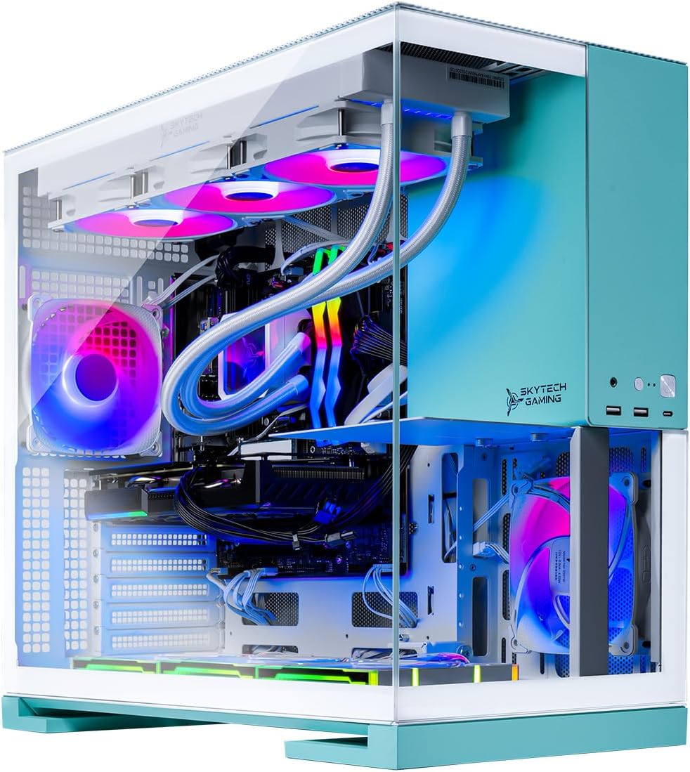 Skytech Gaming Aqua Desktop PC with Ryzen 7 and RTX 5060 Power