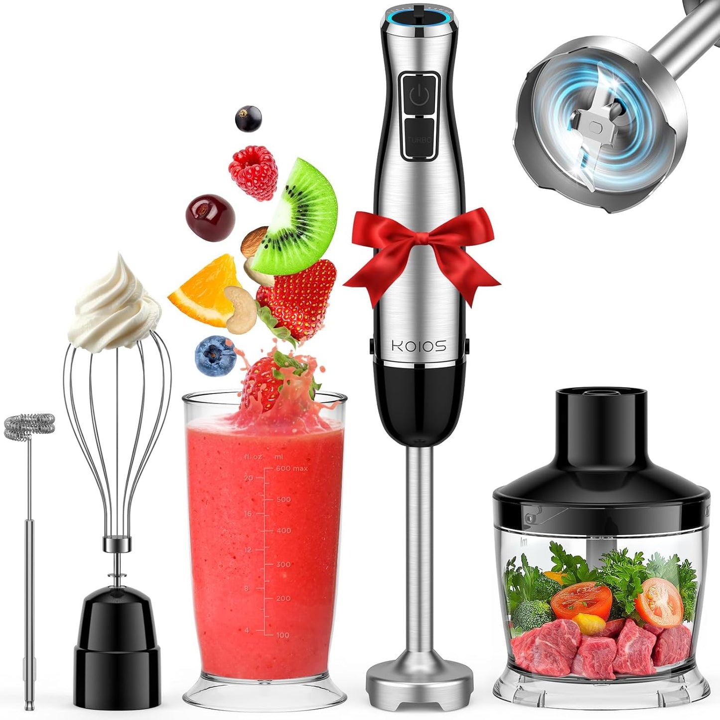 Powerful 1100W Hand Blender - 5-in-1 Multi-Purpose, 12-Speed - Koios