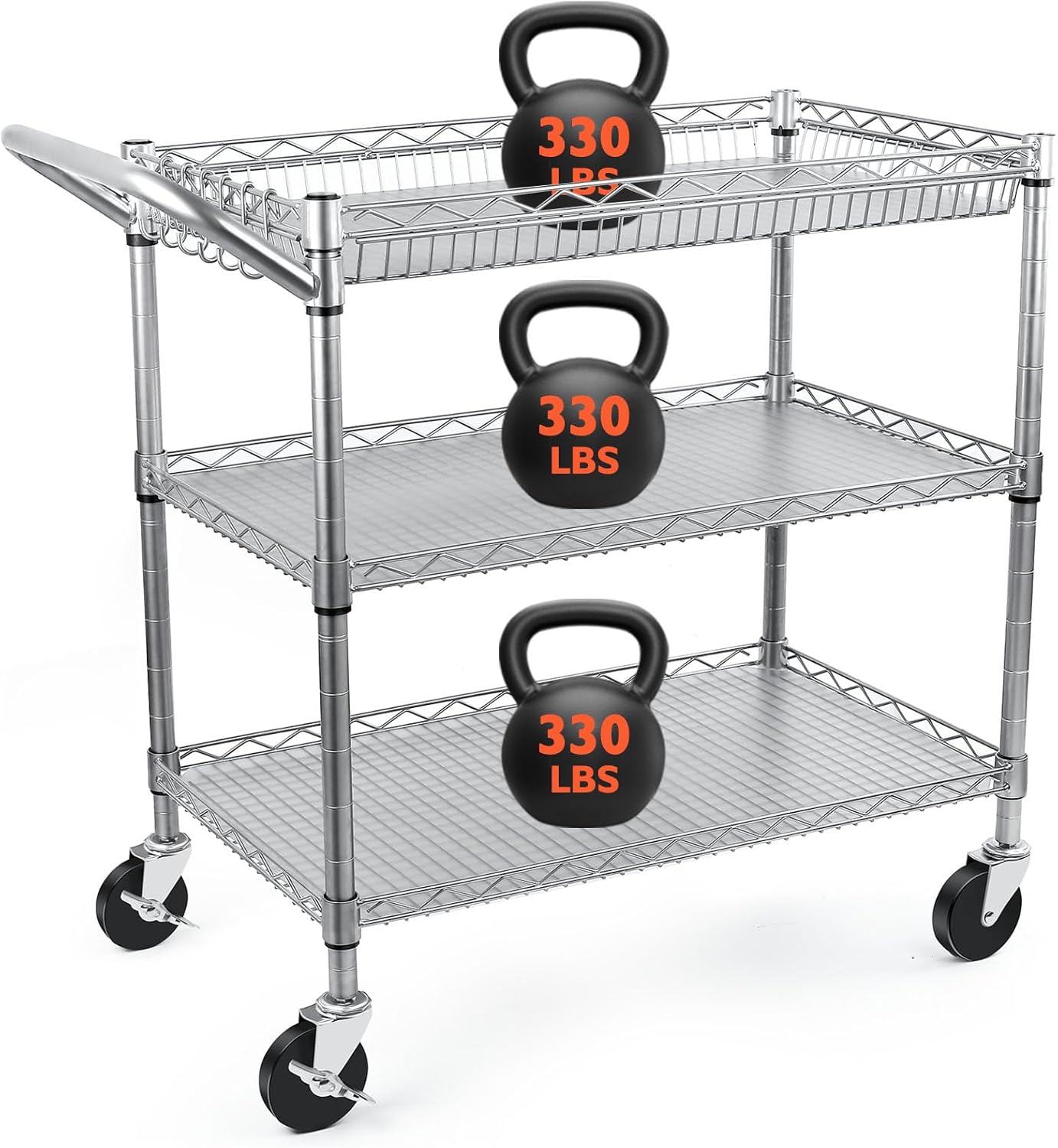 Heavy Duty Utility Cart with 990Lbs Capacity for Versatile Use