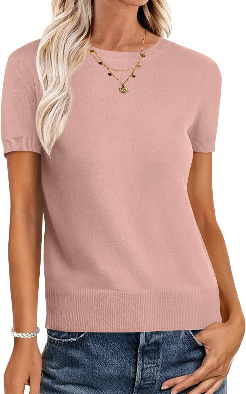 Womens Short Sleeve Sweaters for Business Casual Work Tops