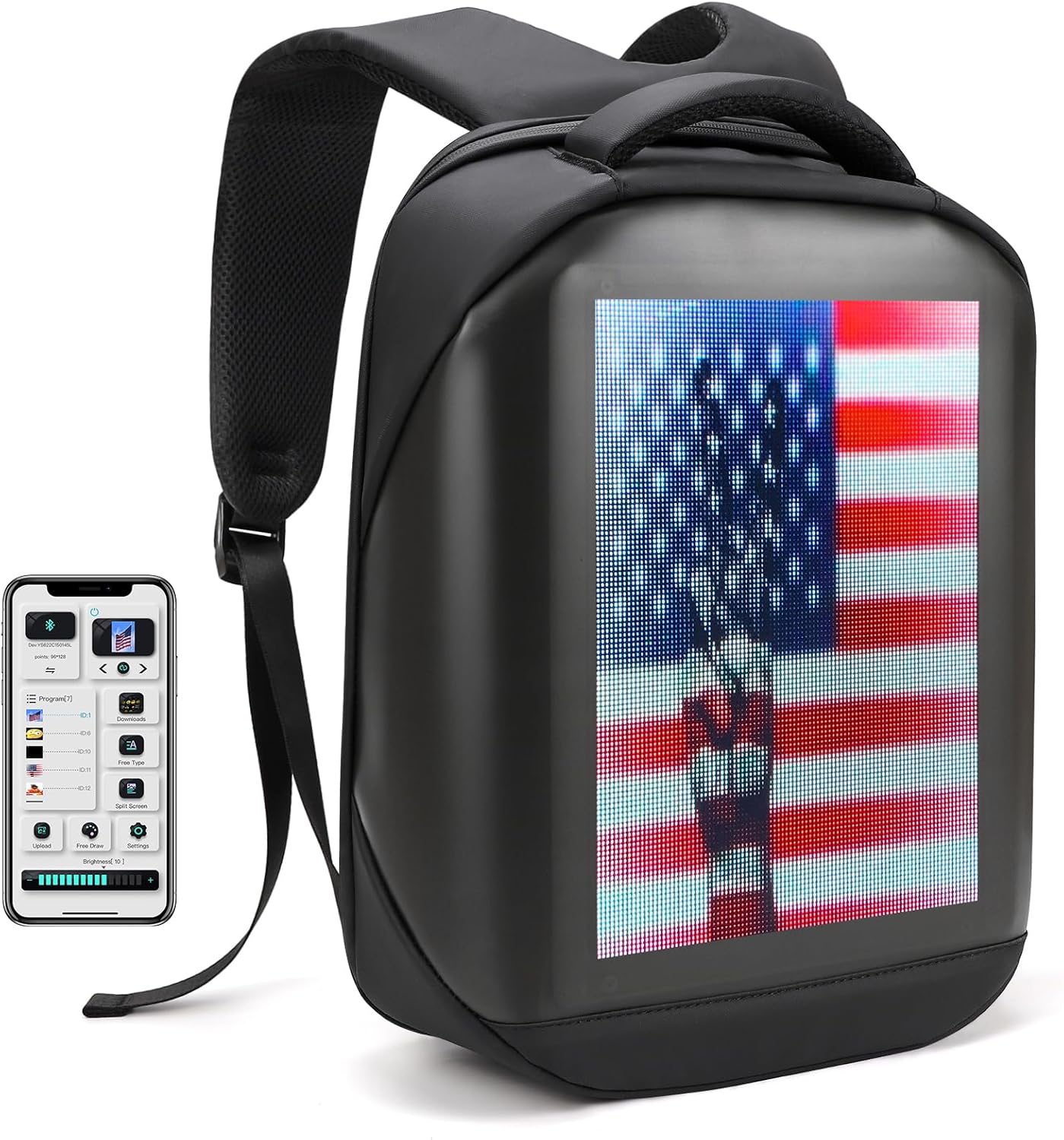 LED Backpack with Programmable Screen for Travel and Adventure