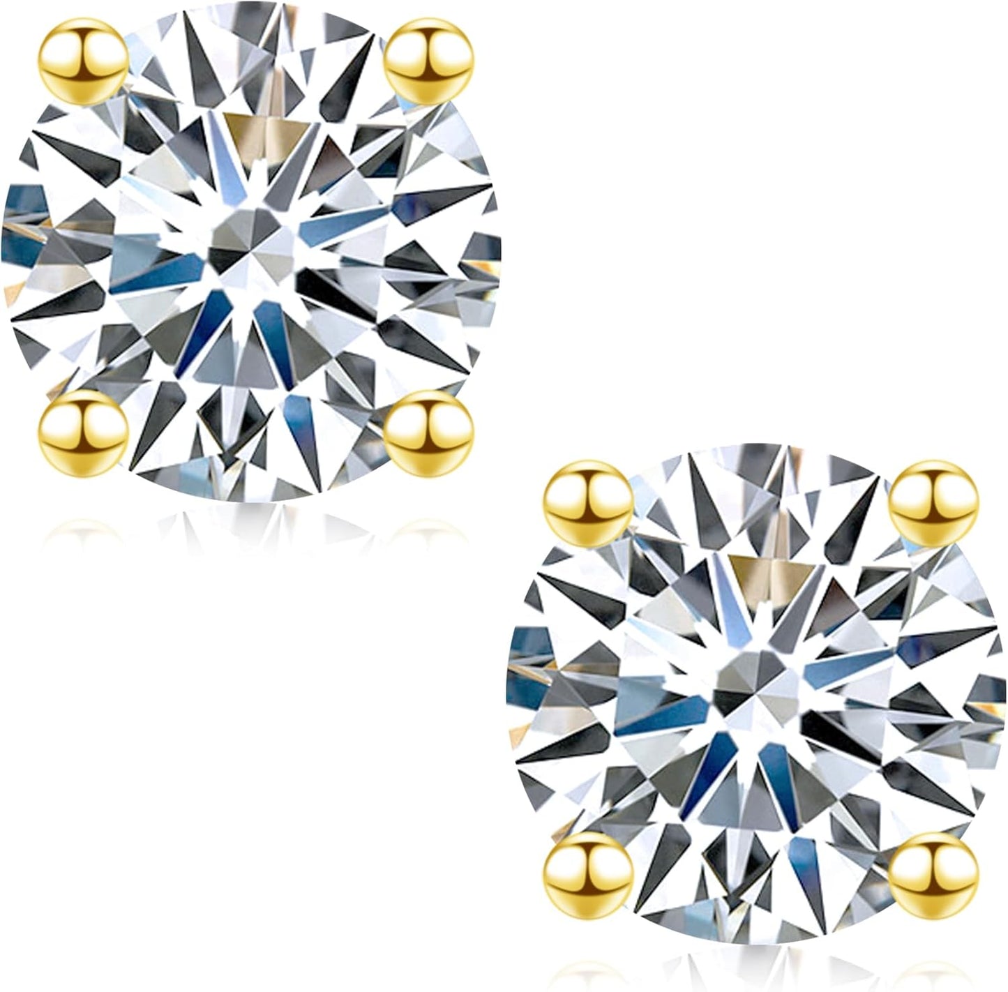 Moissanite Stud Earrings in 18K Gold Plated Sterling Silver