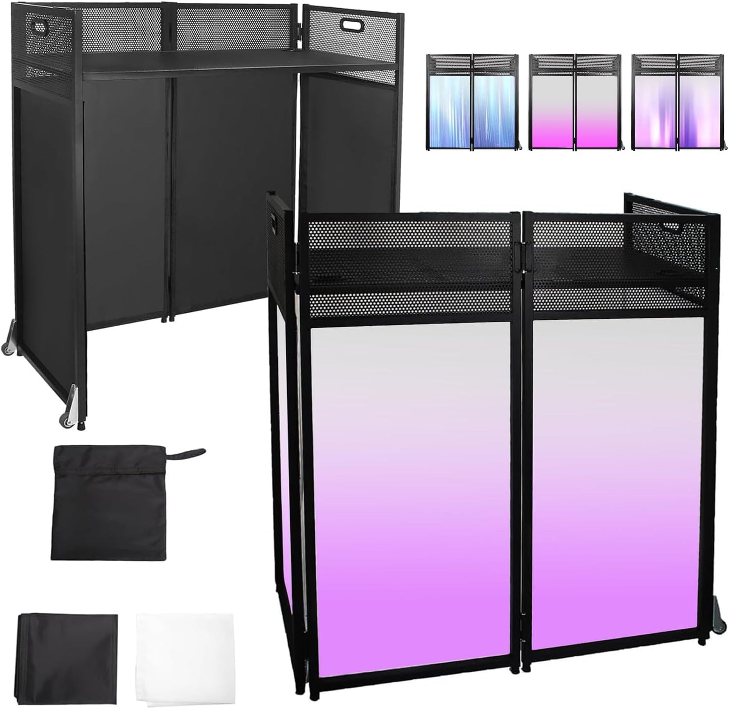 Portable DJ Facade Booth Table with Black&White Scrims