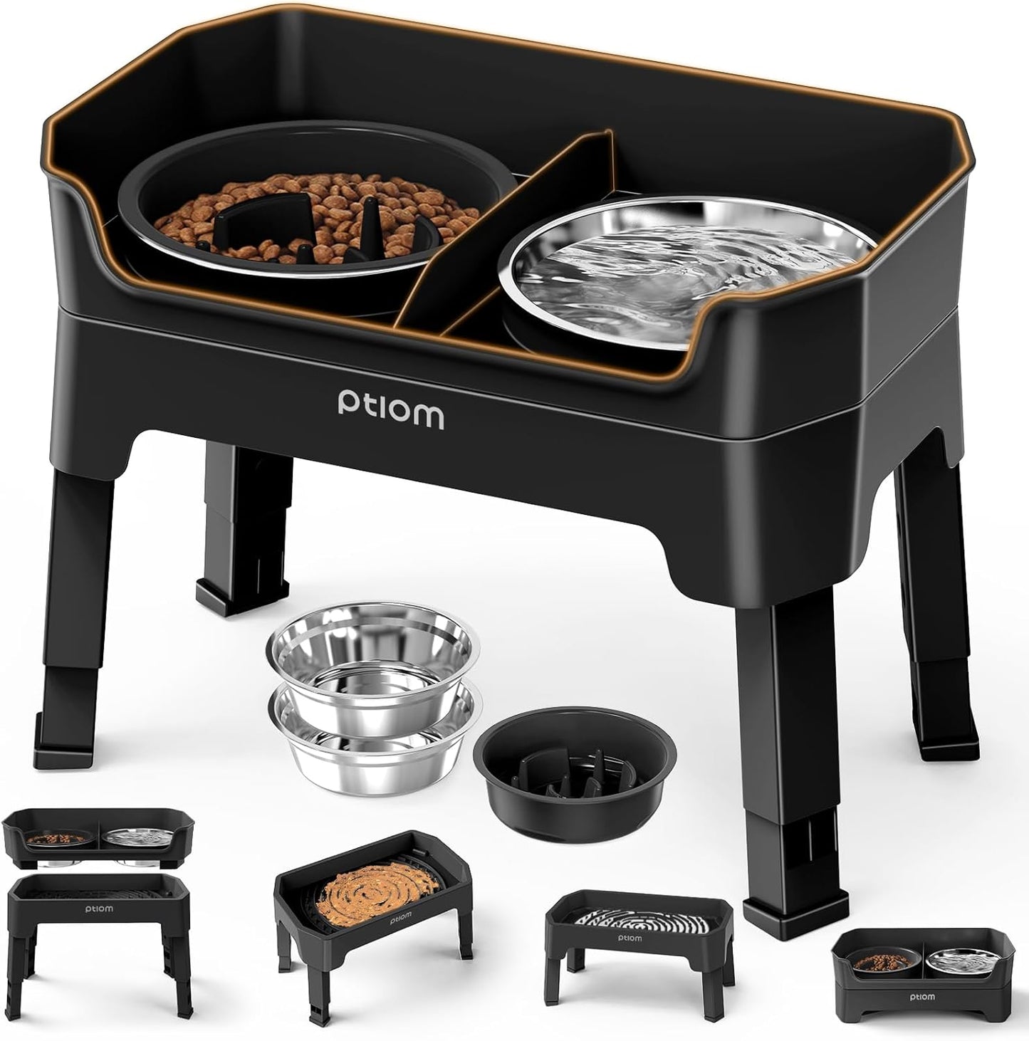 4-in-1 Elevated Slow Feeder Dog Bowls for All Pet Sizes
