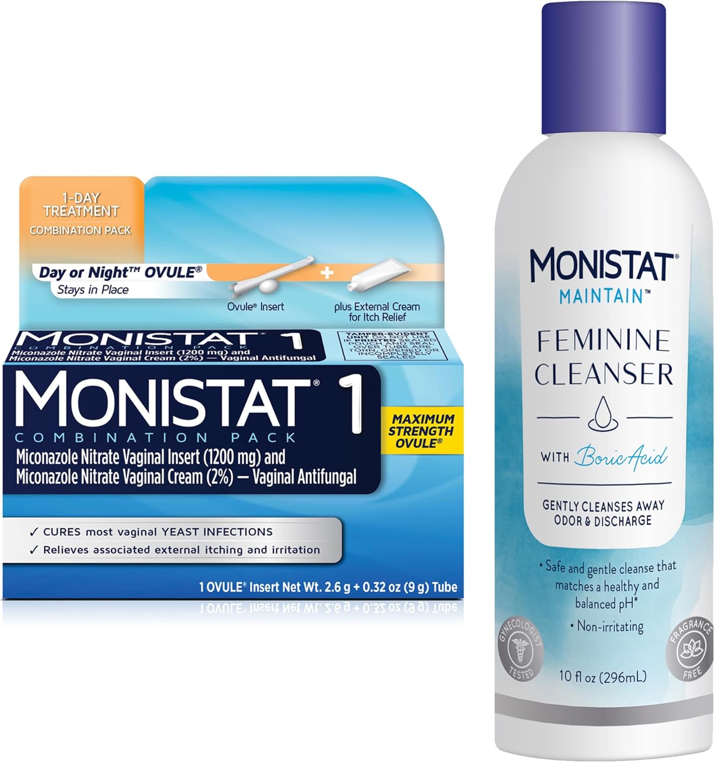 Monistat 1 Day Yeast Infection Treatment & Feminine Cleanser Bundle