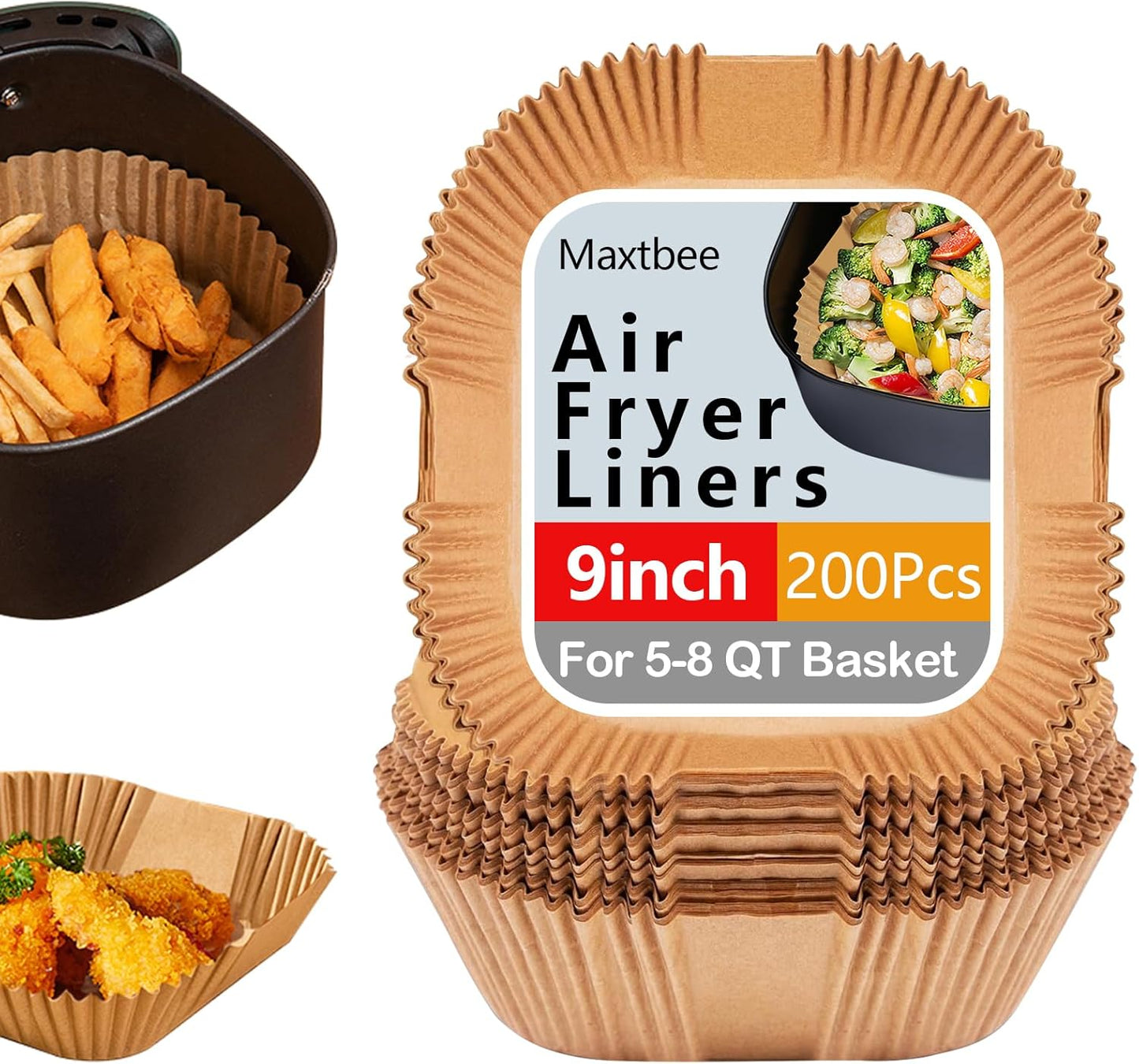 Non-Stick Air Fryer Liner - 200PCS Oil-Proof Parchment Paper by MAXTBEE