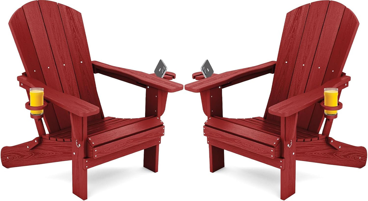 SERWALL Adirondack Chair Set of 2 with Cup Holders for Outdoors
