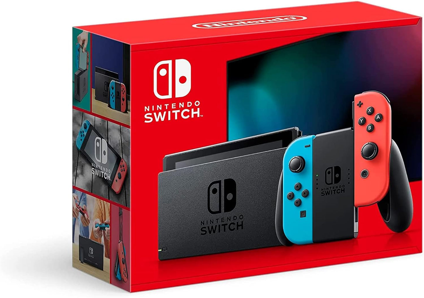 Nintendo Switch with Neon Blue and Neon Red JoyCon for Gaming Fun