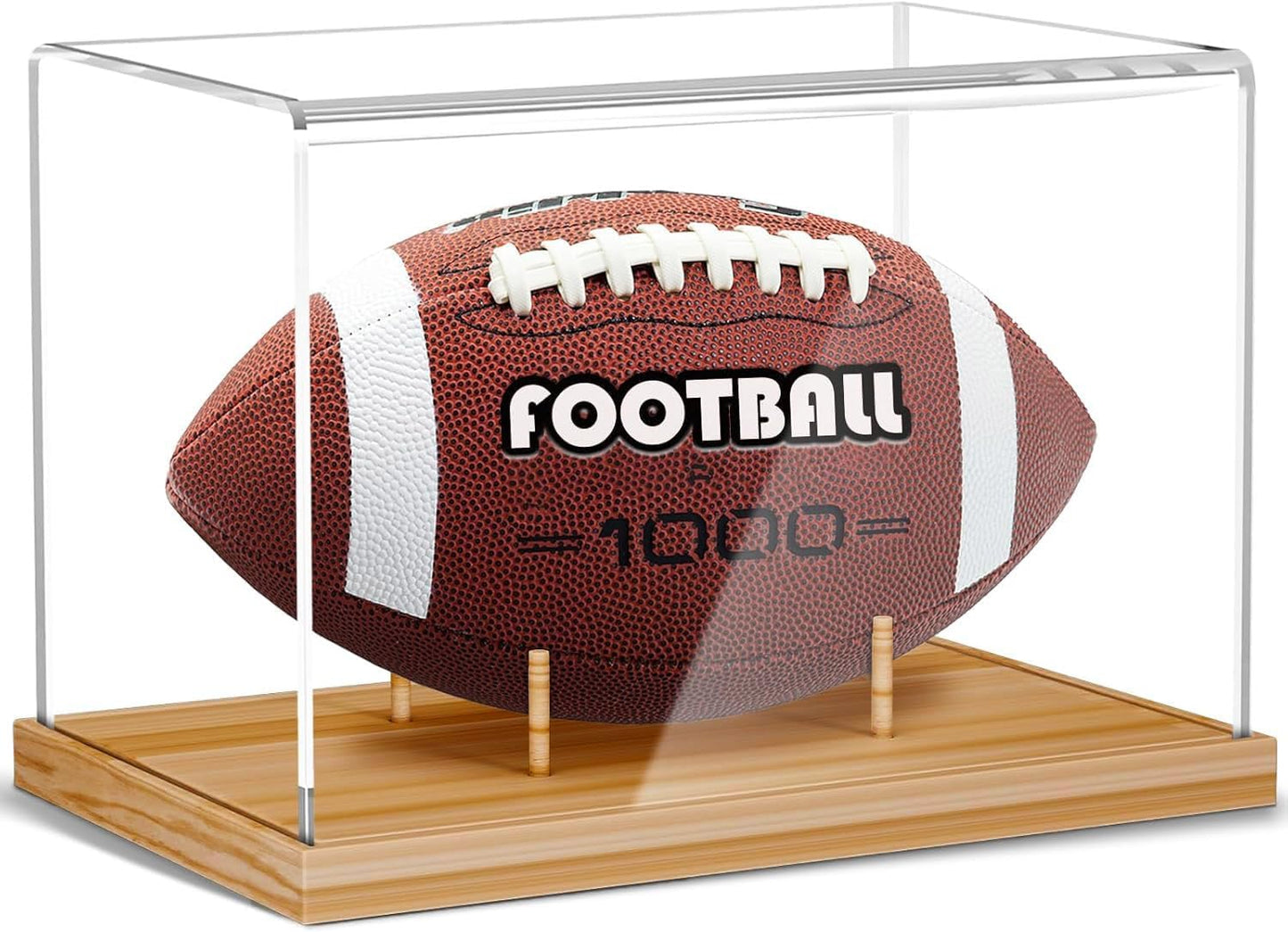 KKU Football Display Case with Wooden Base for Collectors