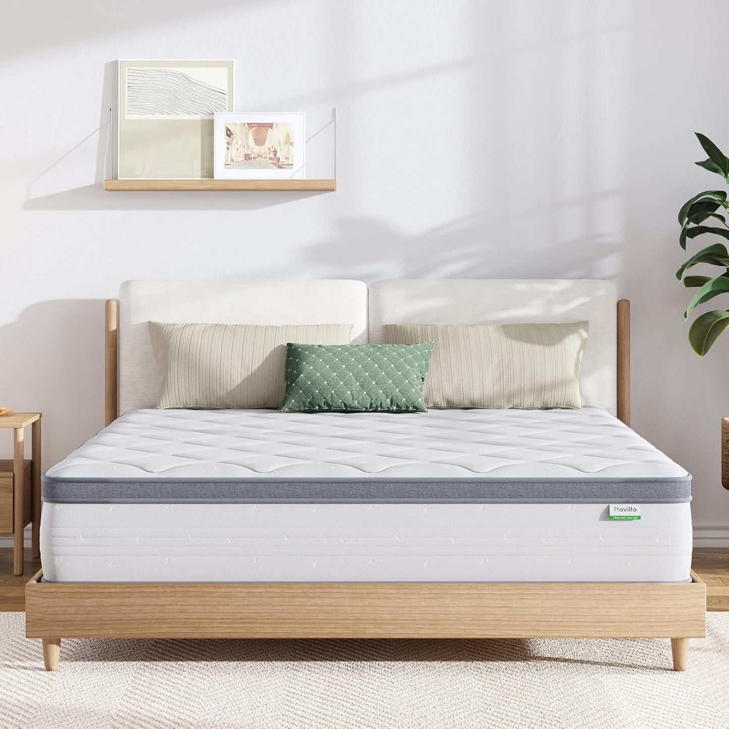 Novilla Queen Mattress: 12 Inch Hybrid Comfort Foam Design