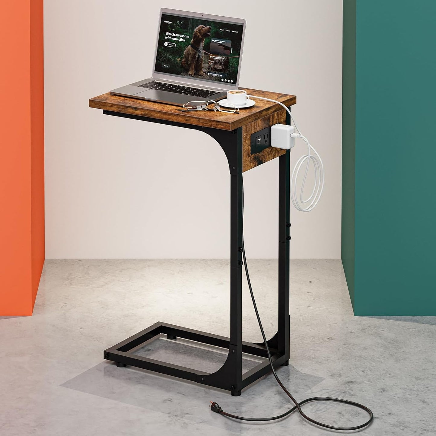 C-Shaped Side Table for Couch - Versatile Small Coffee Stand