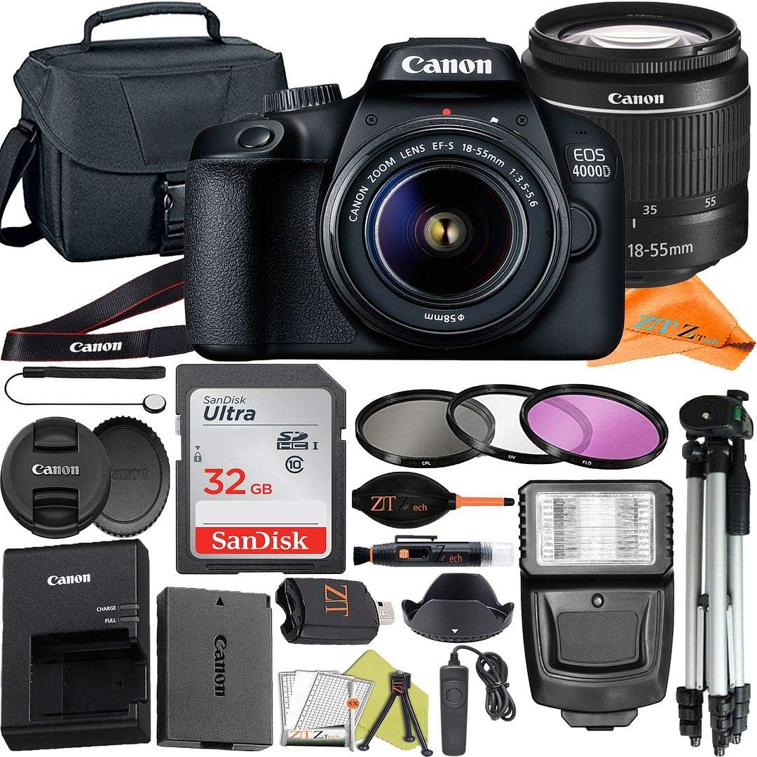 Canon EOS 4000D DSLR Camera Bundle with 18-55mm Lens and More
