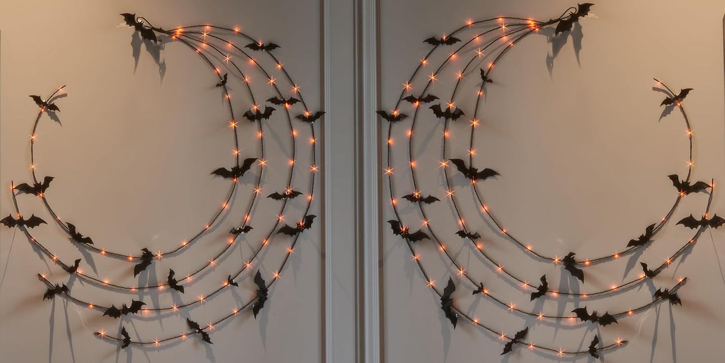 Lighted Halloween Garland with Bats for Spooky Decor 6FT