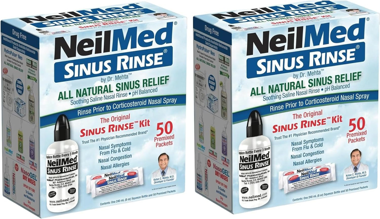 NeilMed Sinus Rinse Kit - Complete Nasal Rinse Solution 50 Count