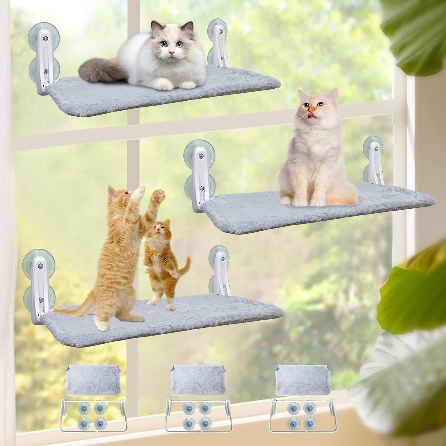 L&W BROS. 3Pc Heavy Duty Cat Window Perch for Large Cats