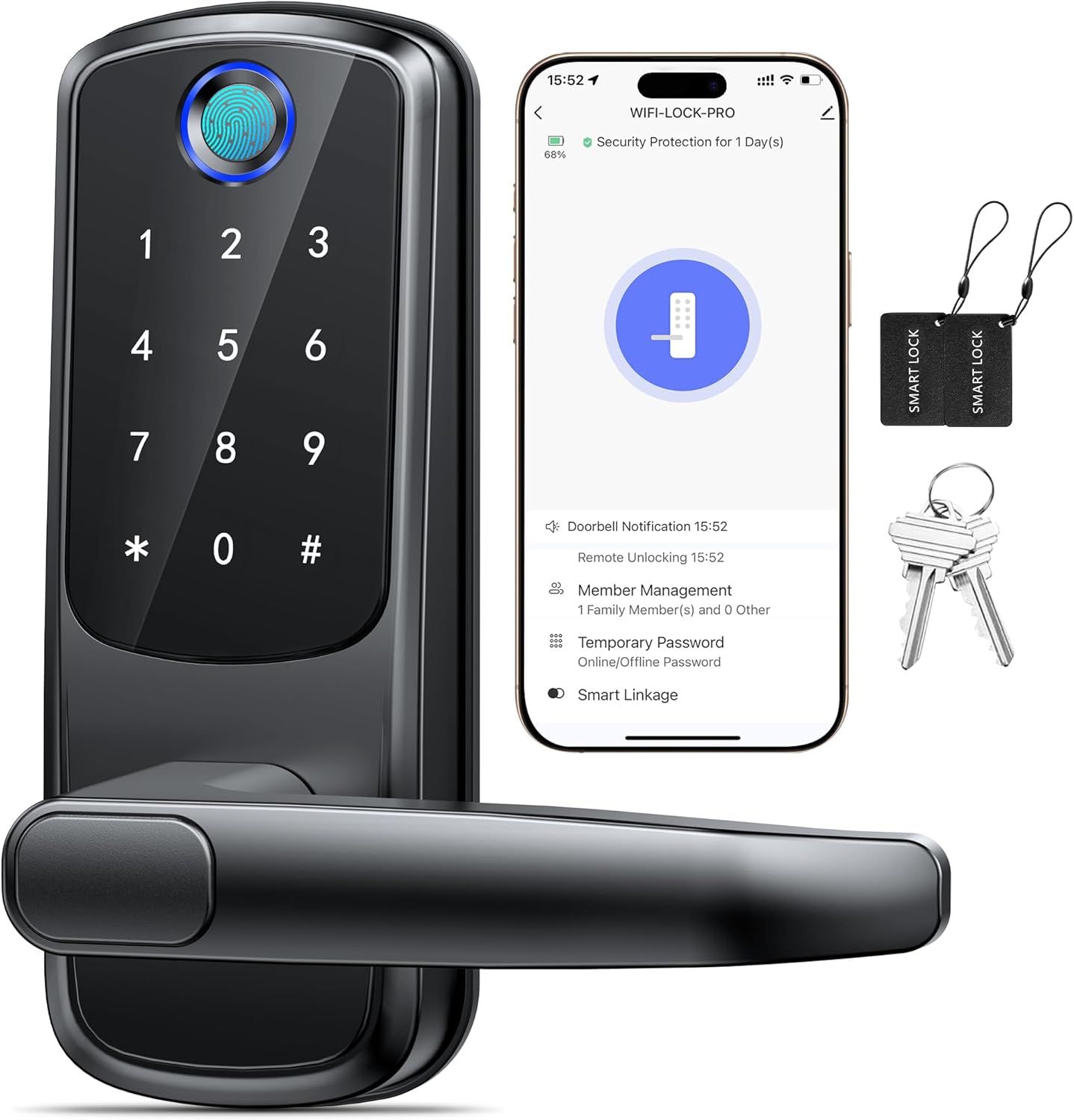 Keyless Entry Door Lock with WiFi, Smart Fingerprint Security