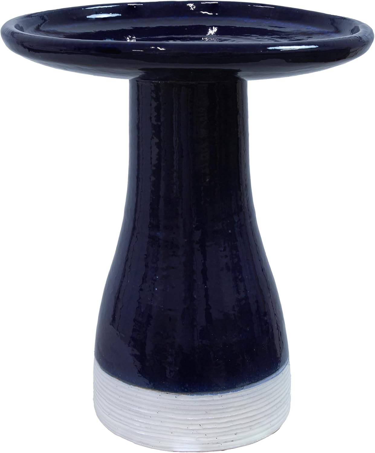 Sunnydaze 21 H Ceramic Bird Bath for Outside - Midnight Blue