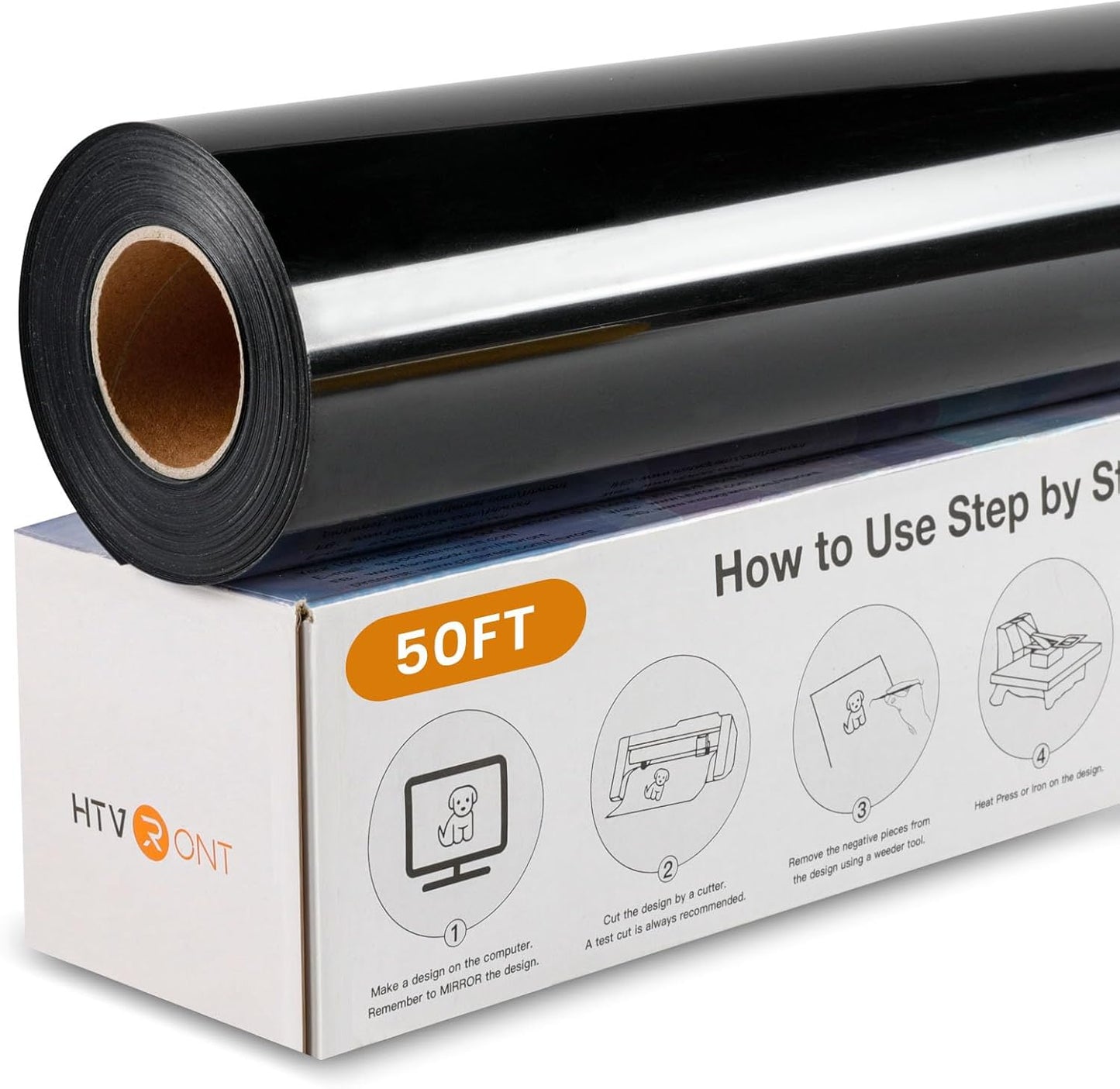 HTVRONT Black Iron on Vinyl - 12x50ft for T-Shirts & Crafts