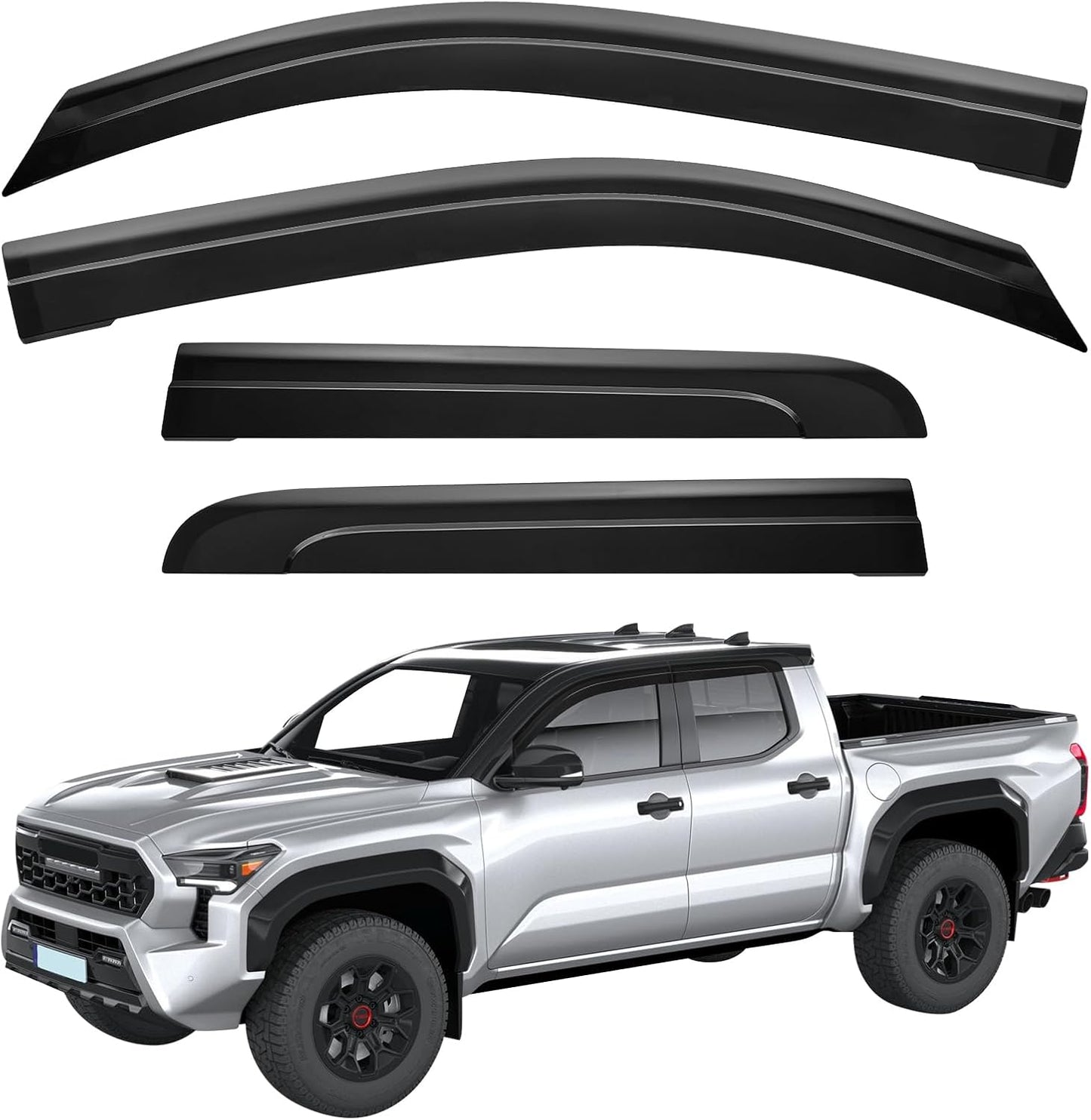 JOYTUTUS Low Profile Rain Guards for 2024 2025 Tacoma Double Cab