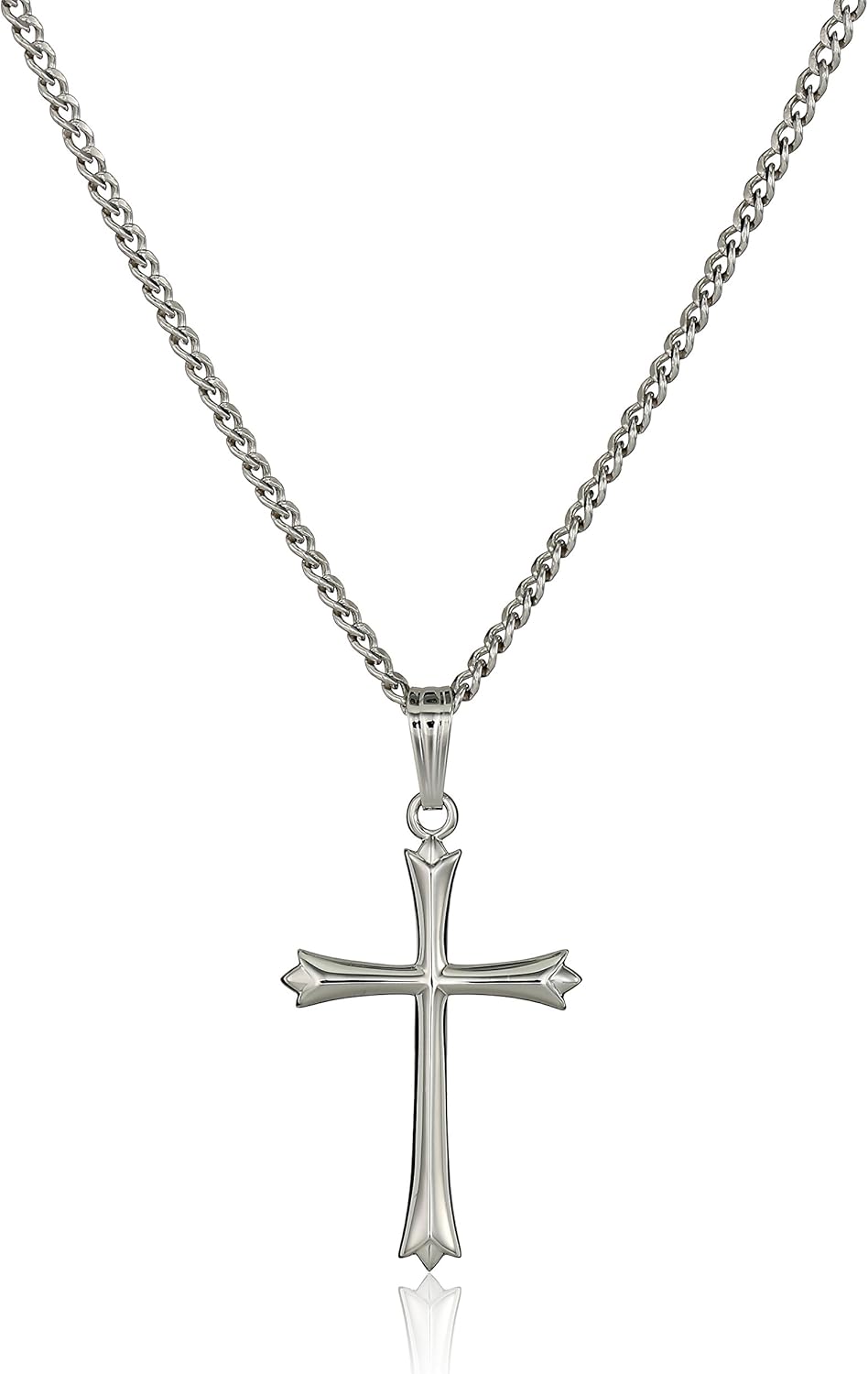 Sterling Silver Polished Embossed Cross Pendant Necklace Review