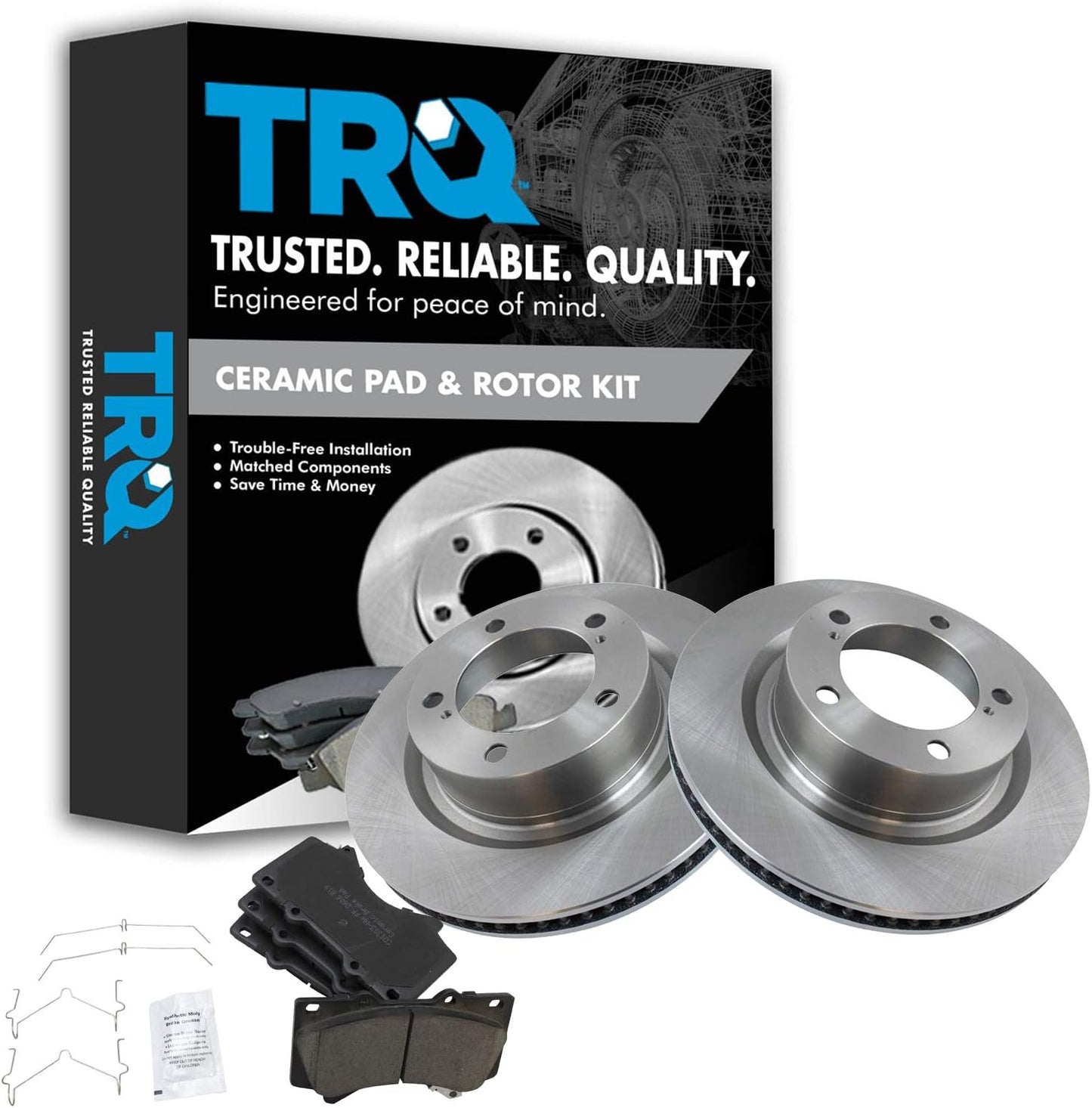TRQ Front Brake Pad & Rotor Kit for Lexus and Toyota Vehicles