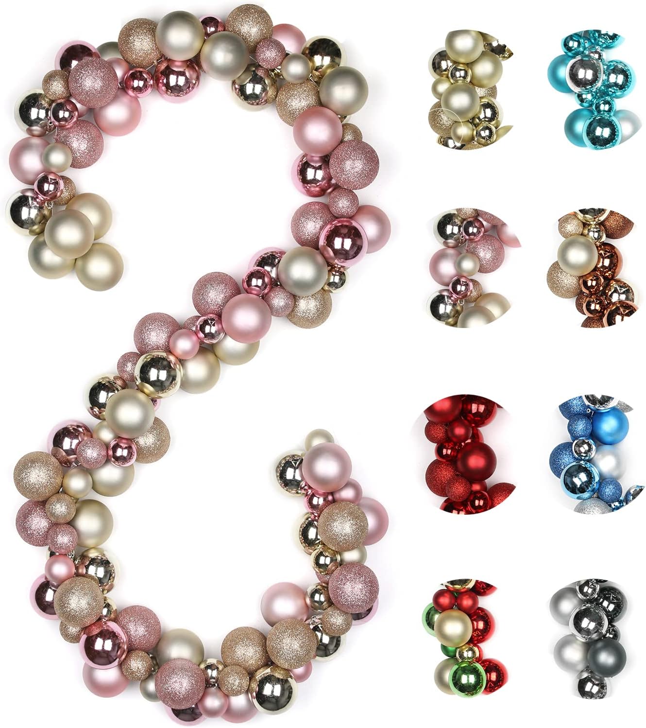 6 Feet Christmas Ball Garland Ornaments for Holiday Decor